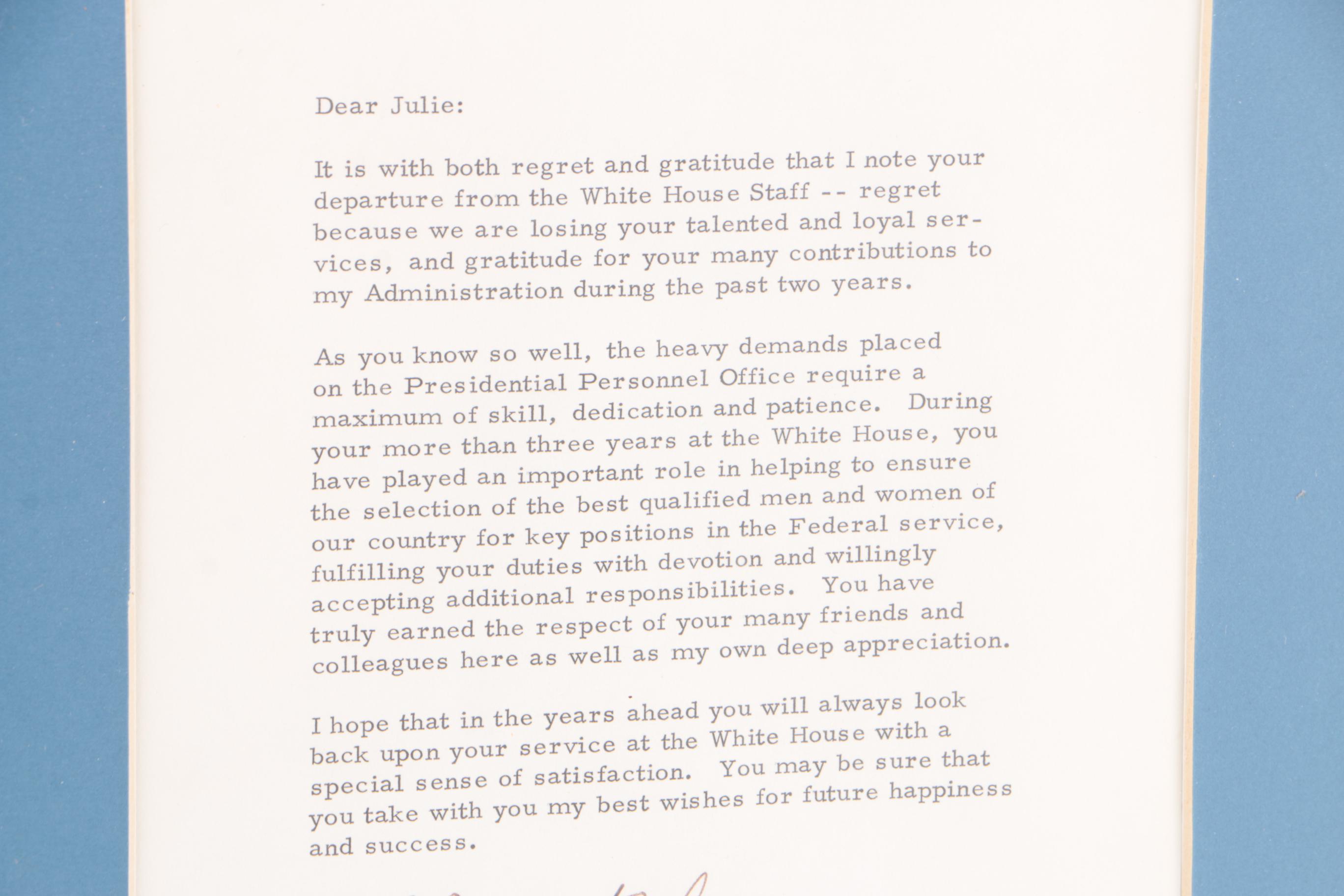 Employment Farewell Letter and Photograph Signed By Gerald Ford