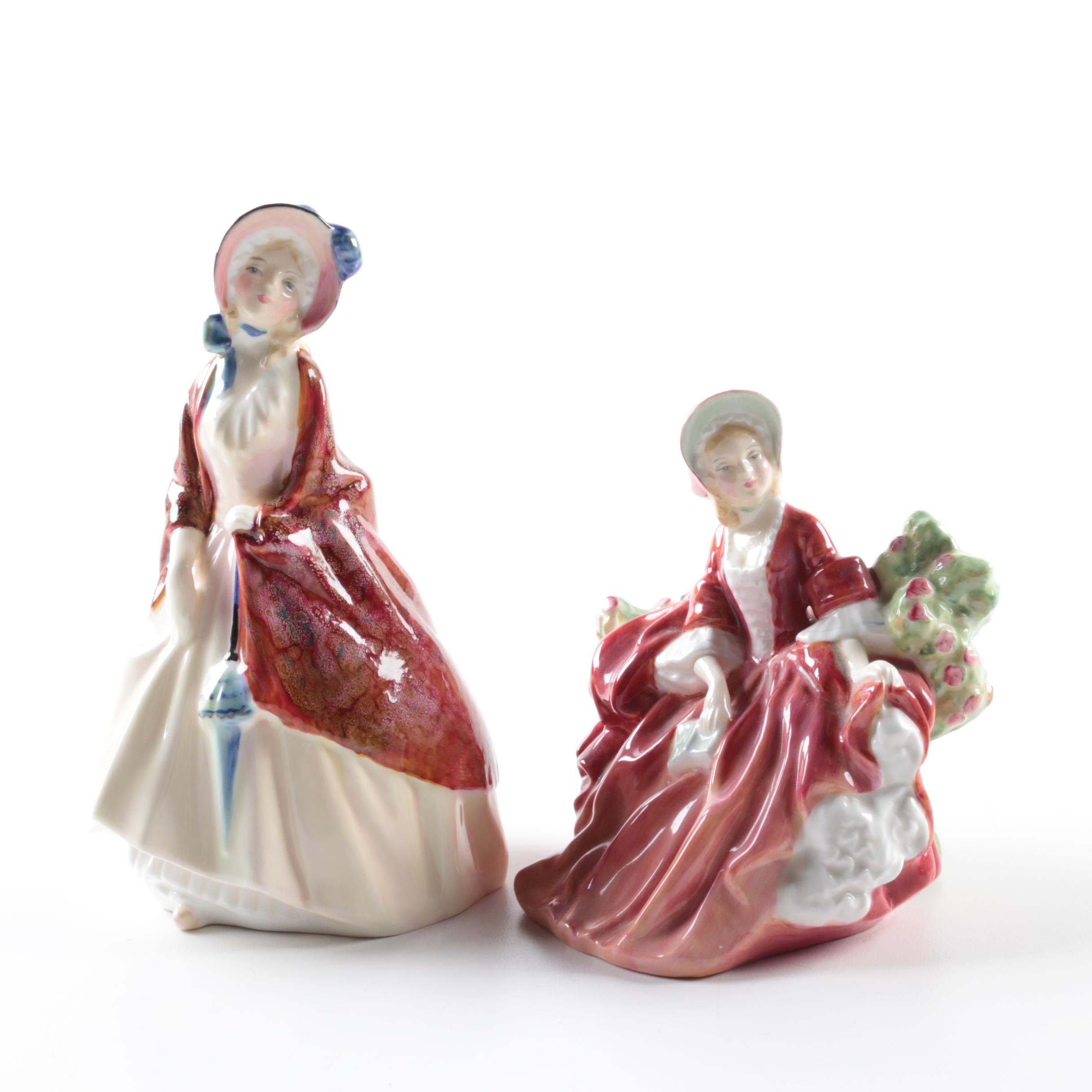 Royal Doulton Figurines Including "Paisley Shawl" and "Lydia"