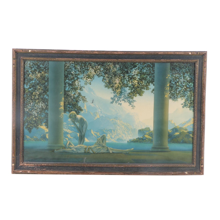 Chromolithograph Print After Maxfield Parrish "Daybreak"