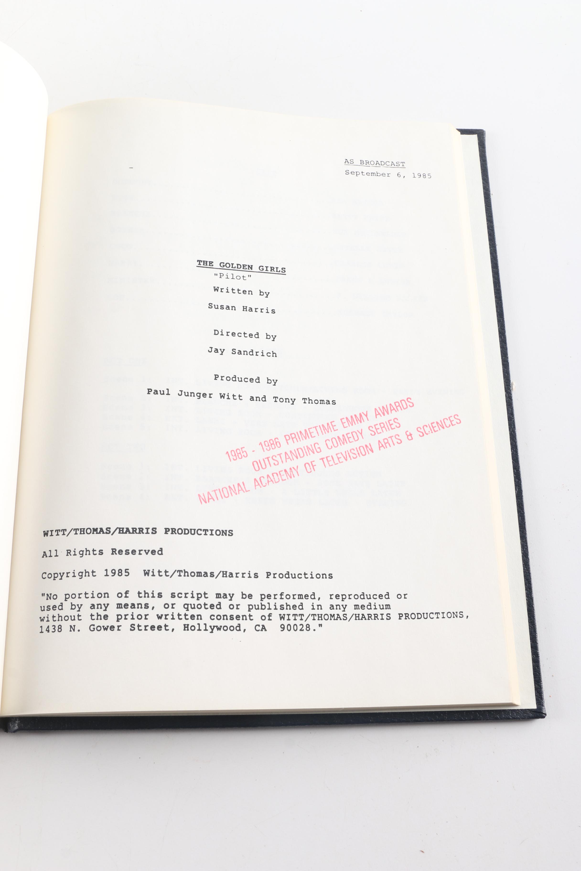 Betty White and Estelle Getty Signed Bound "The Golden Girls: Pilot" Script