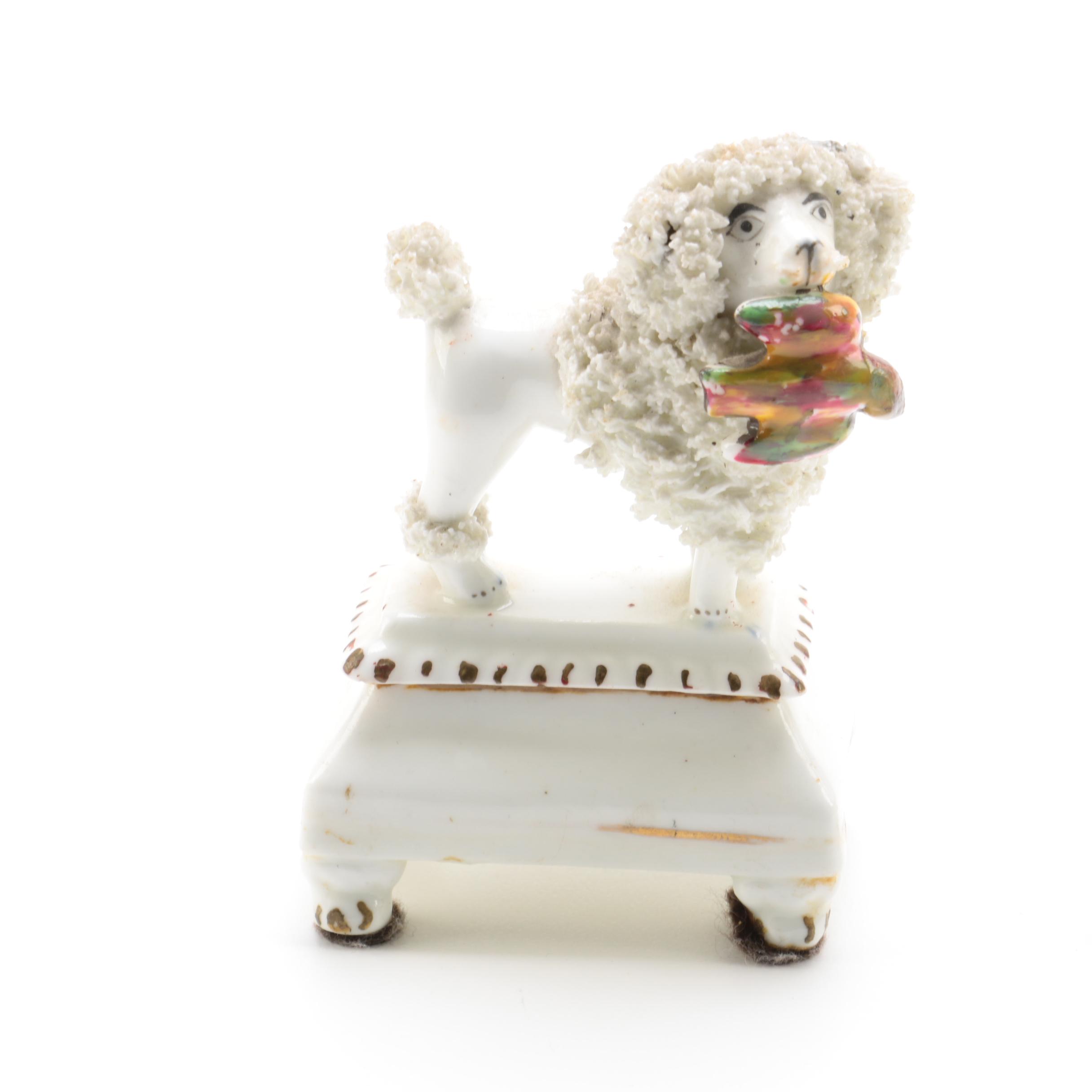 Antique Staffordshire Poodle Figurines