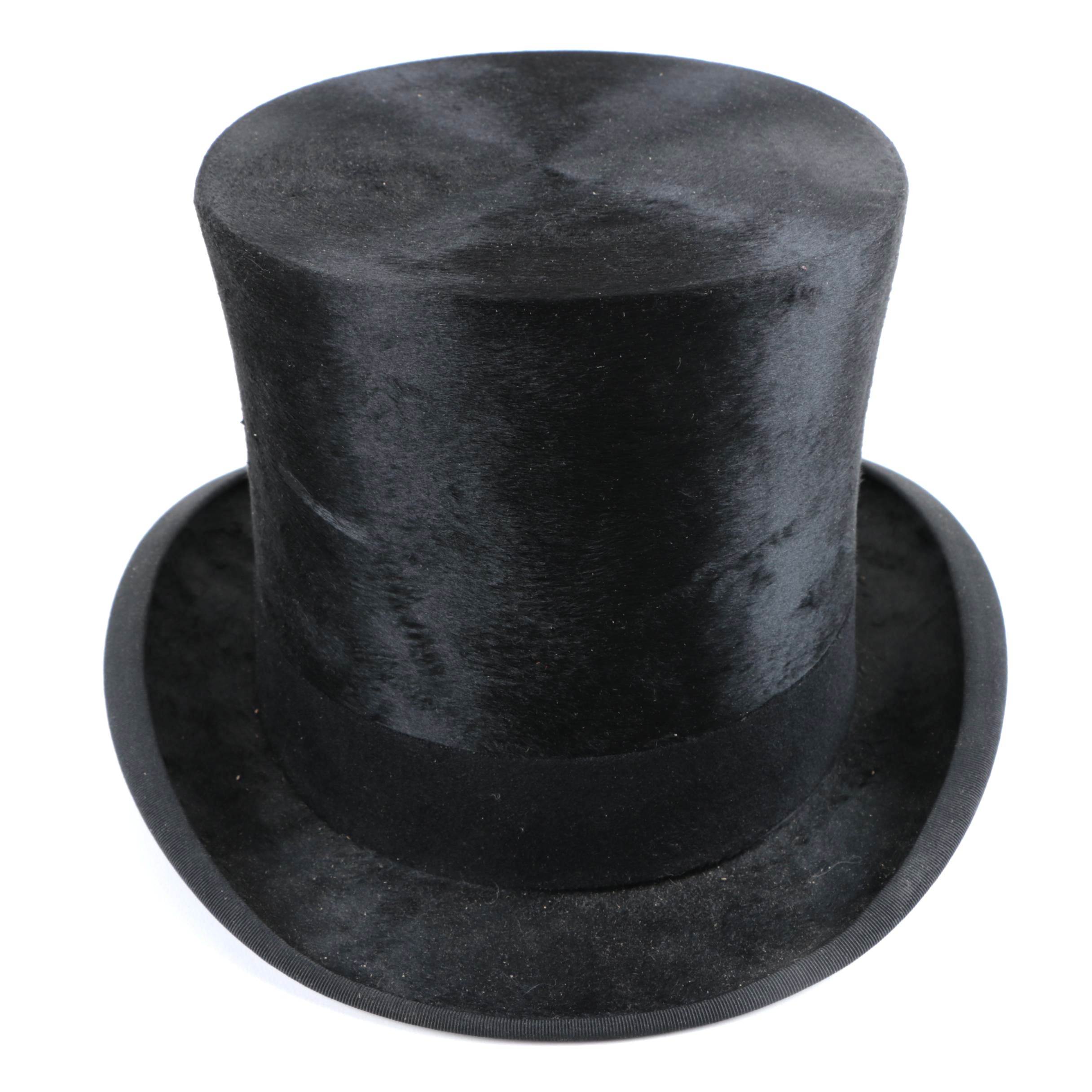 Victorian Collins & Fairbanks Black Felted Beaver Fur Top Hat and Box
