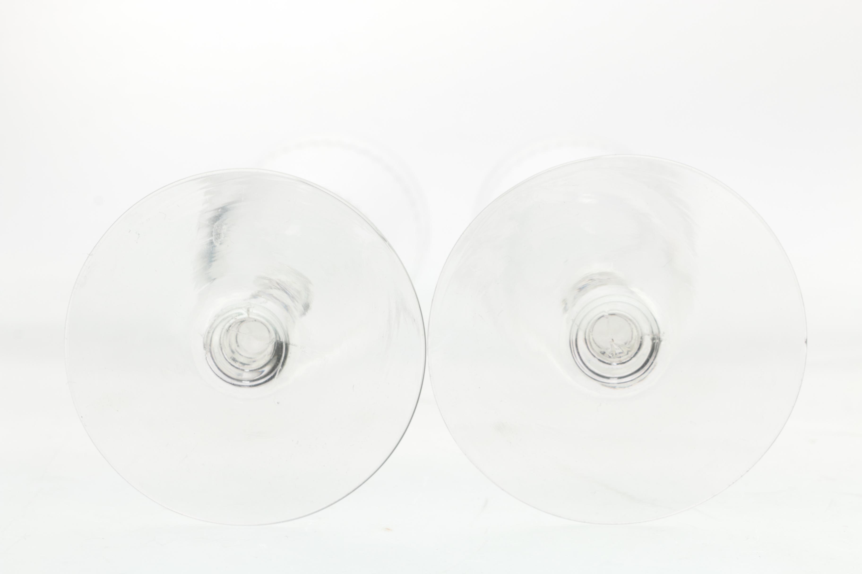 Collection of Etched Glass Champagne Flutes