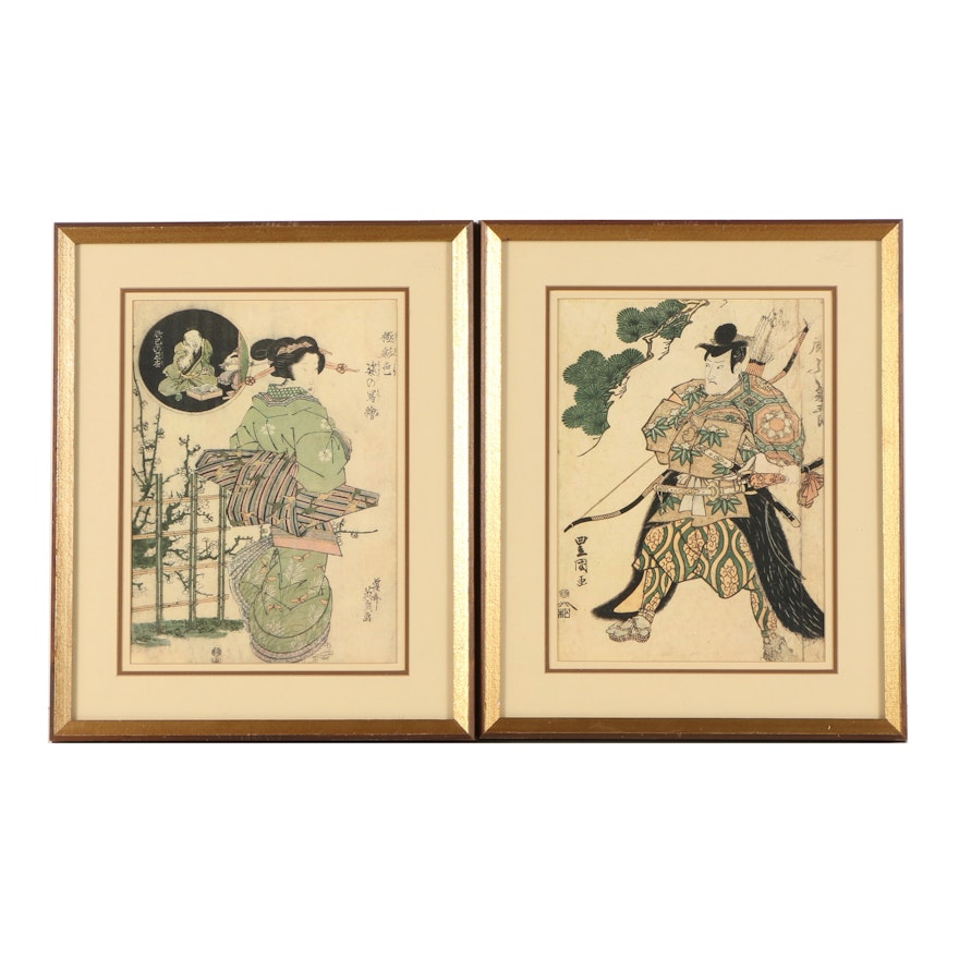 Offset Lithographs After Woodblocks Including Utagawa Toyokuni's "Onoe Kikugorô"