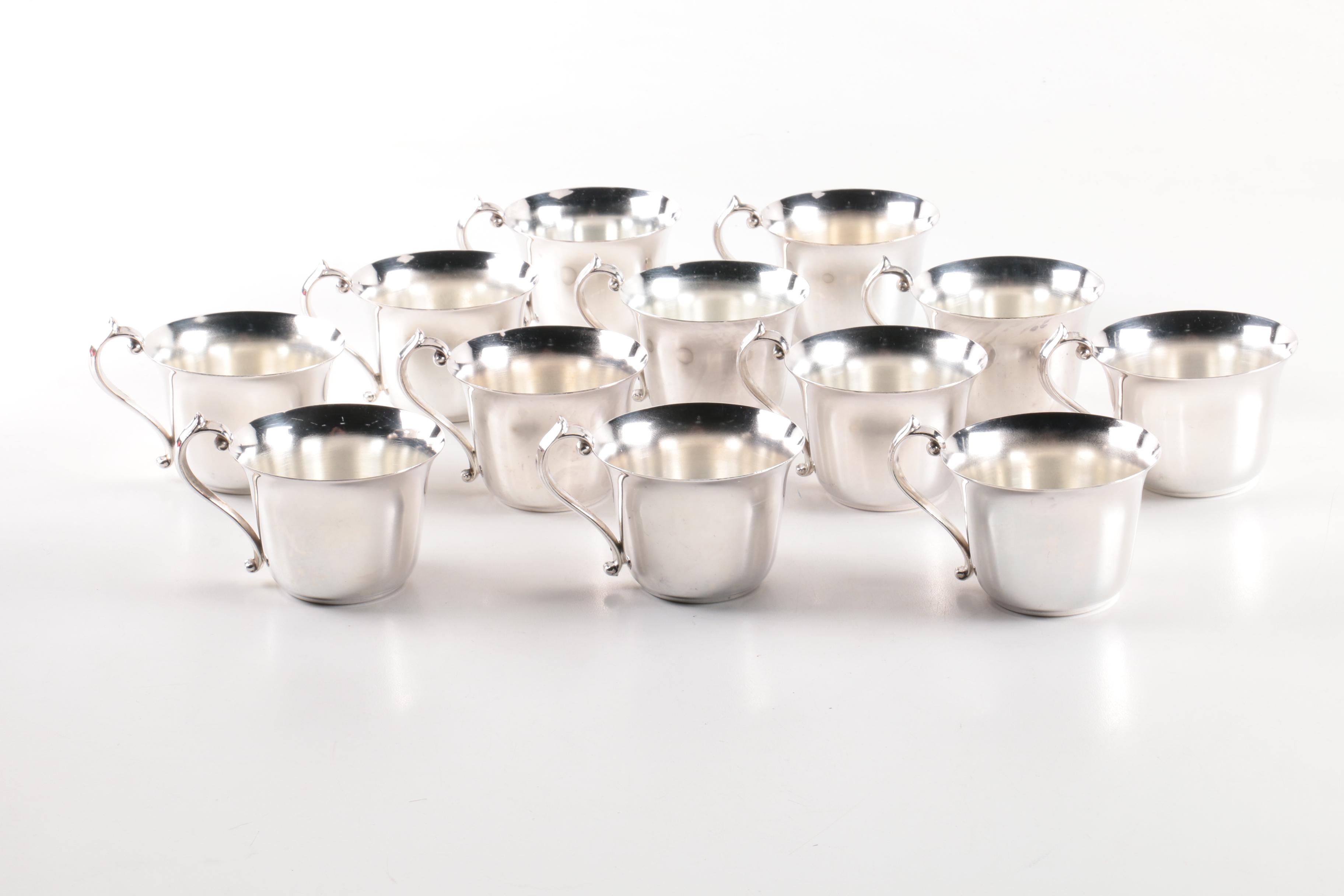 Pilgrim Silver Plate Punch Bowl and Cup Set