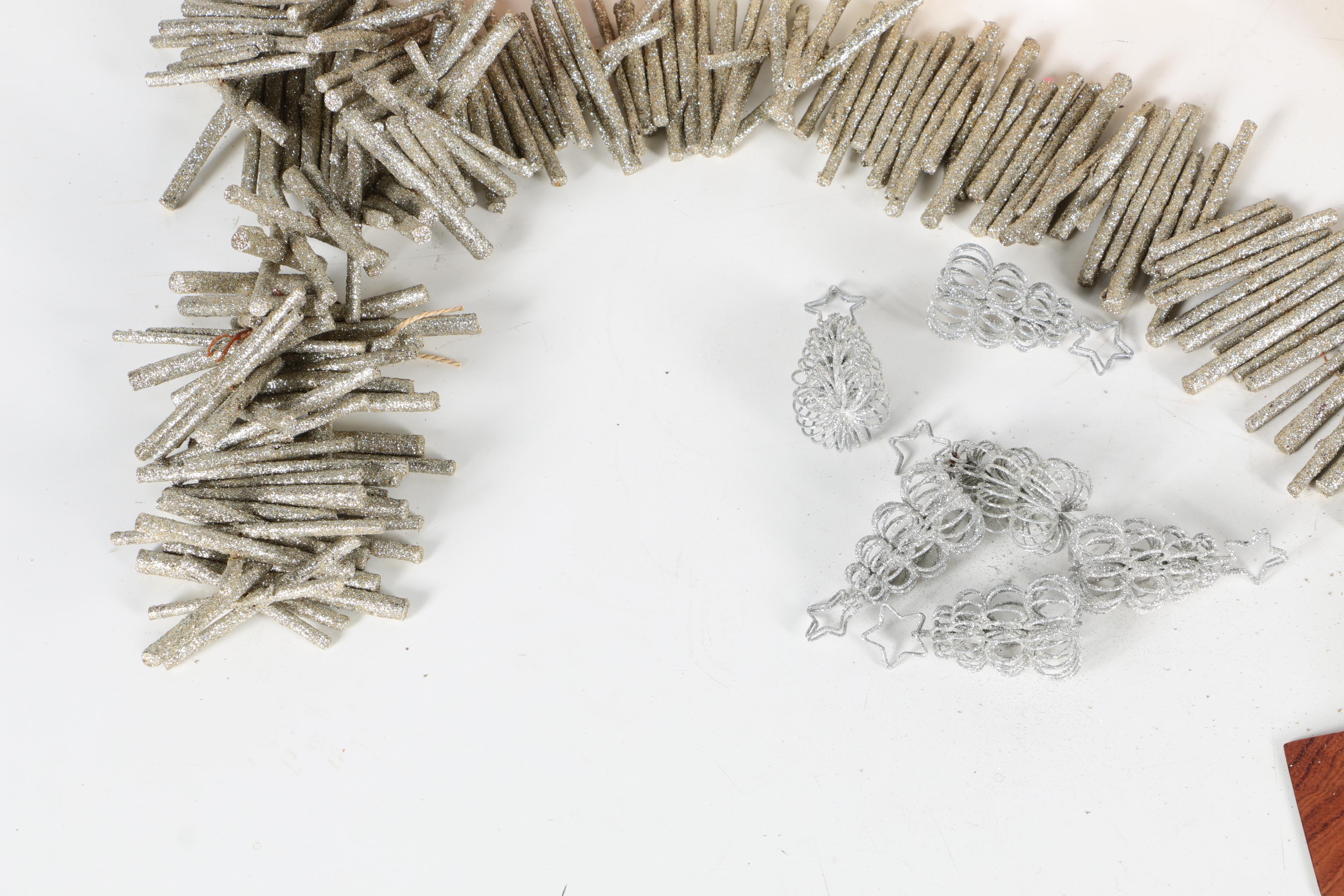 Vintage Kreb Glass Christmas Ornaments and Glitter Garland