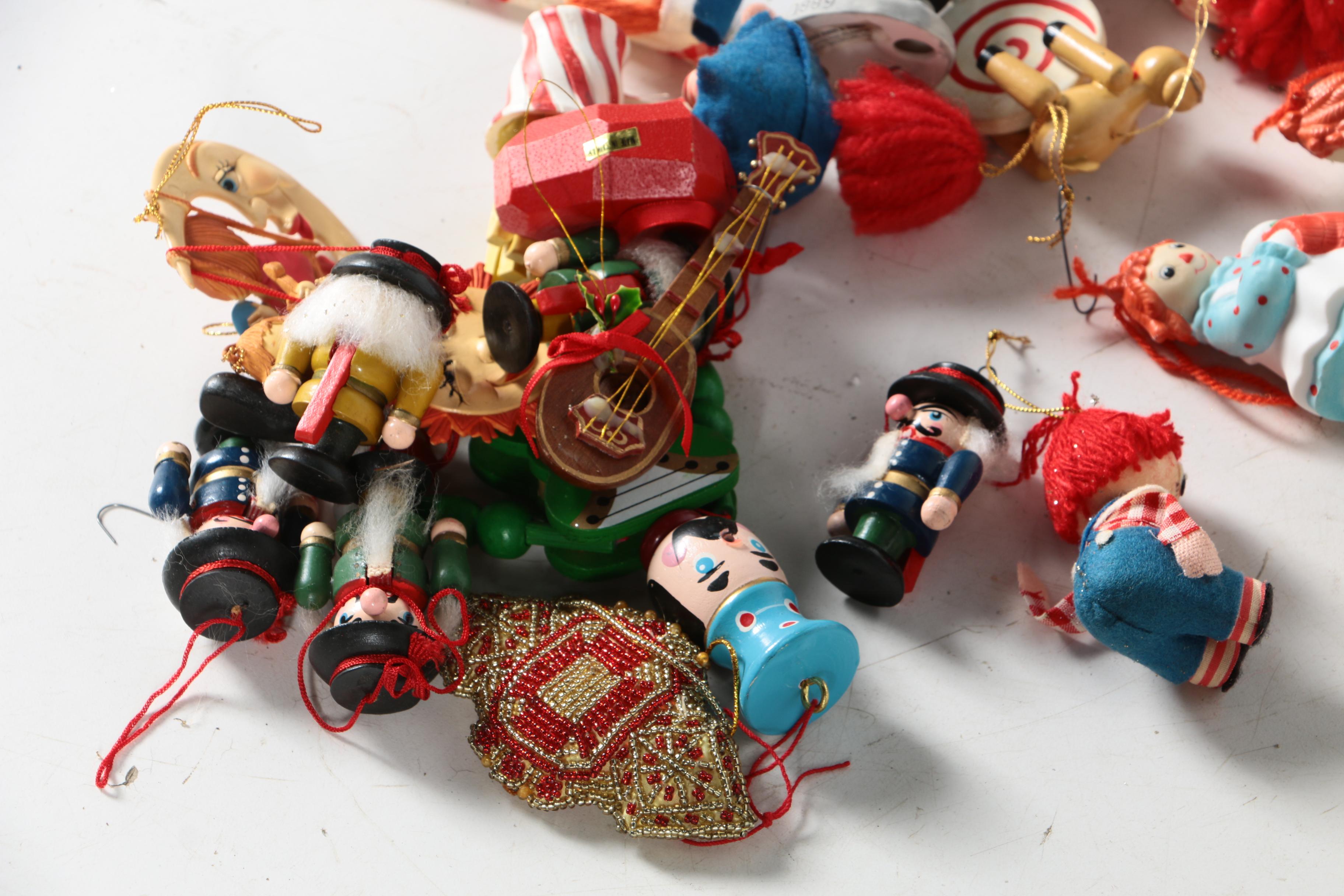 Vintage Kreb Glass Christmas Ornaments and Glitter Garland