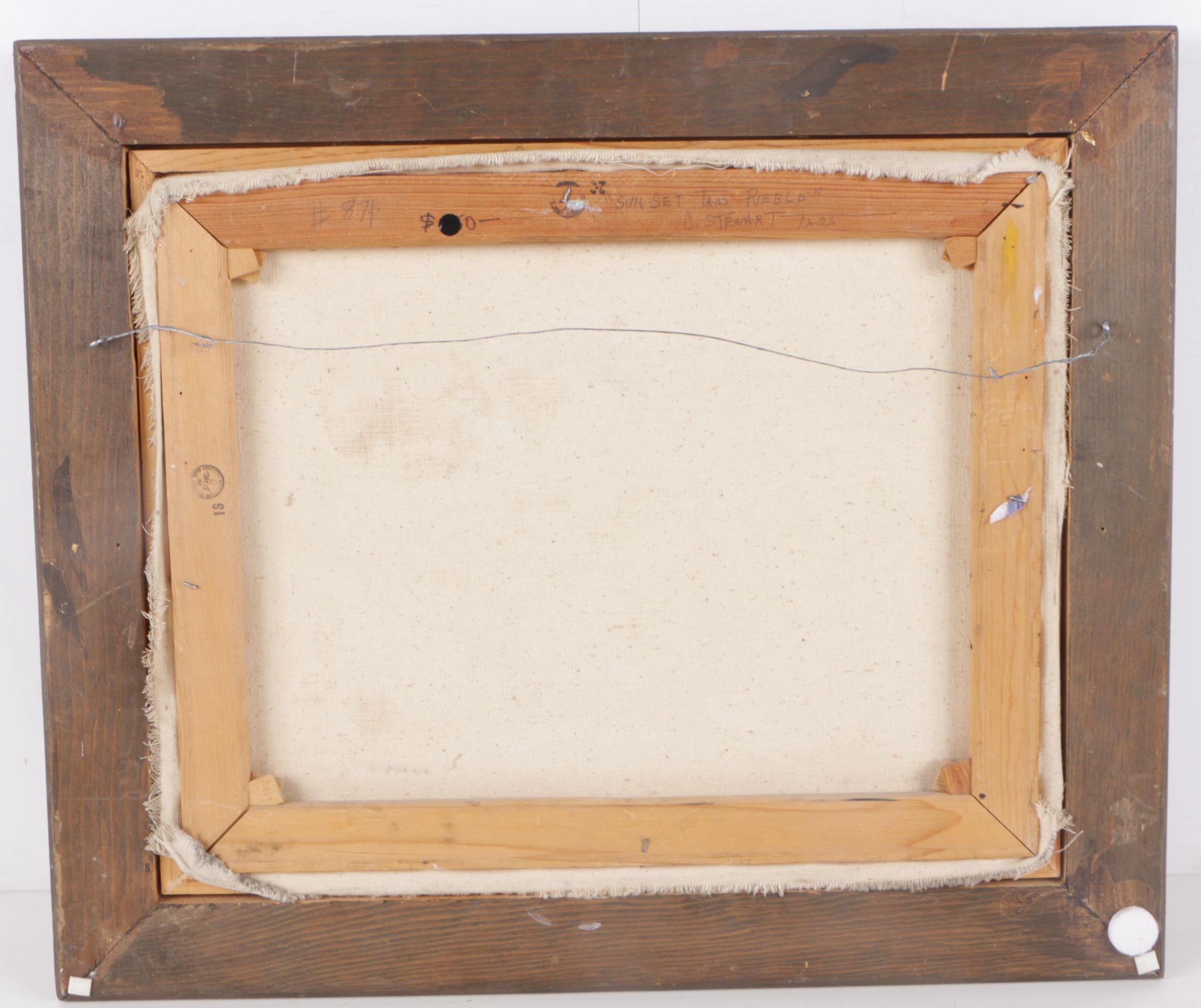 Charles C. Stewart Oil Painting "Sunset Taos Pueblo"