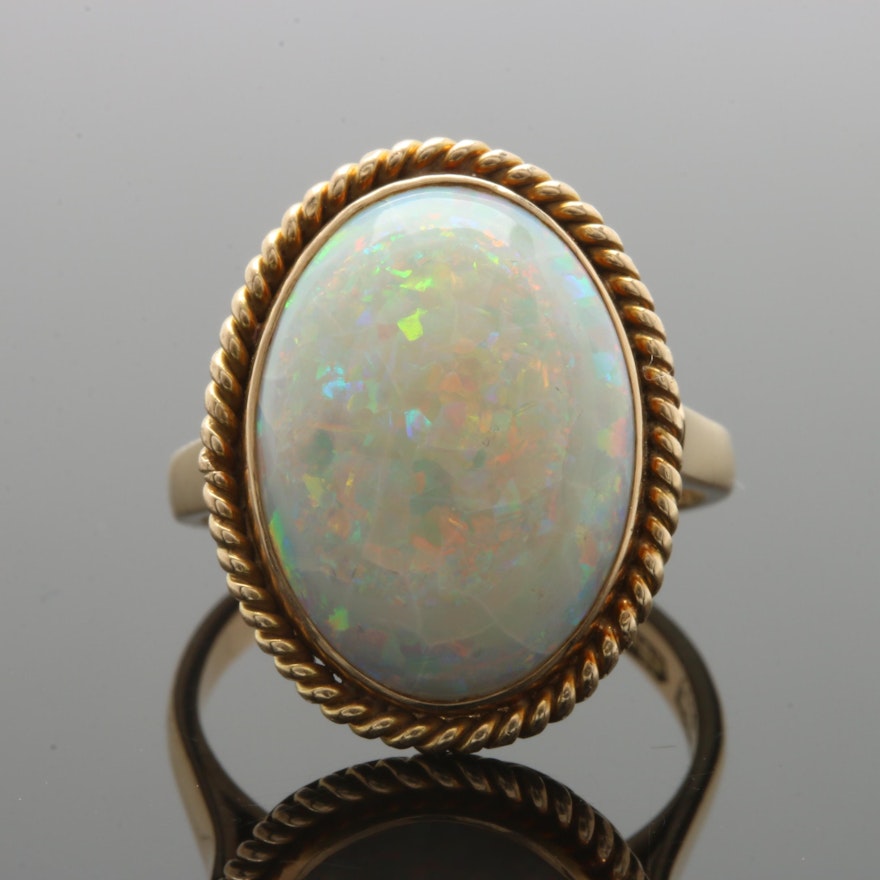 14K Yellow Gold Opal Ring