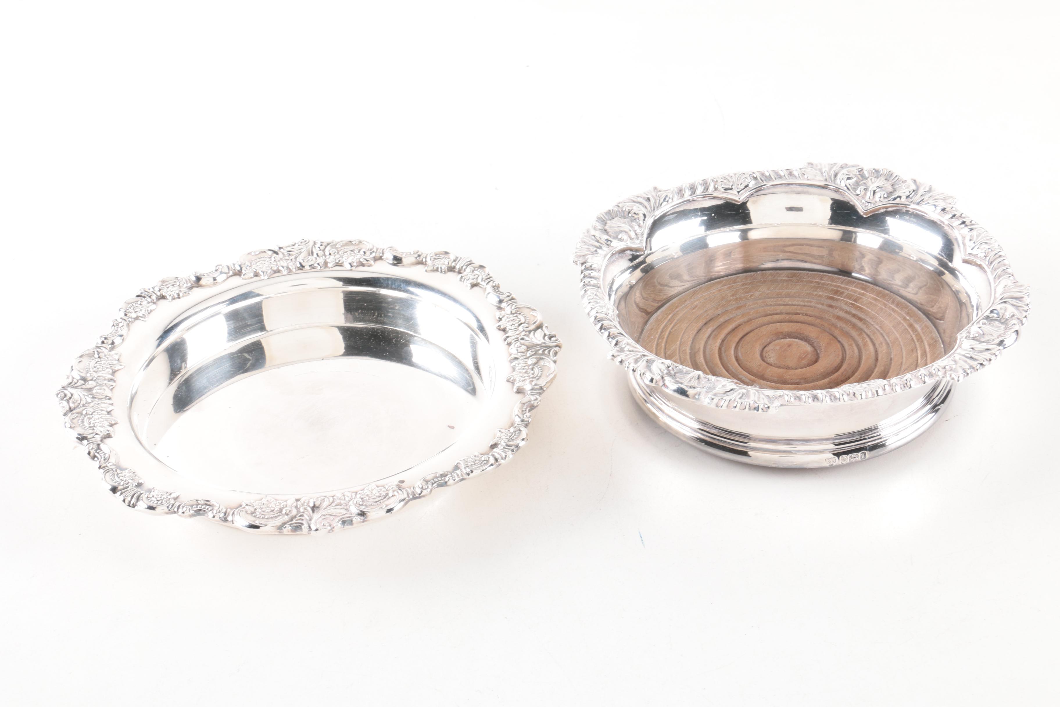 1993 C J Vander Ltd. Sterling Silver Coaster and Other Silver Plate Serveware