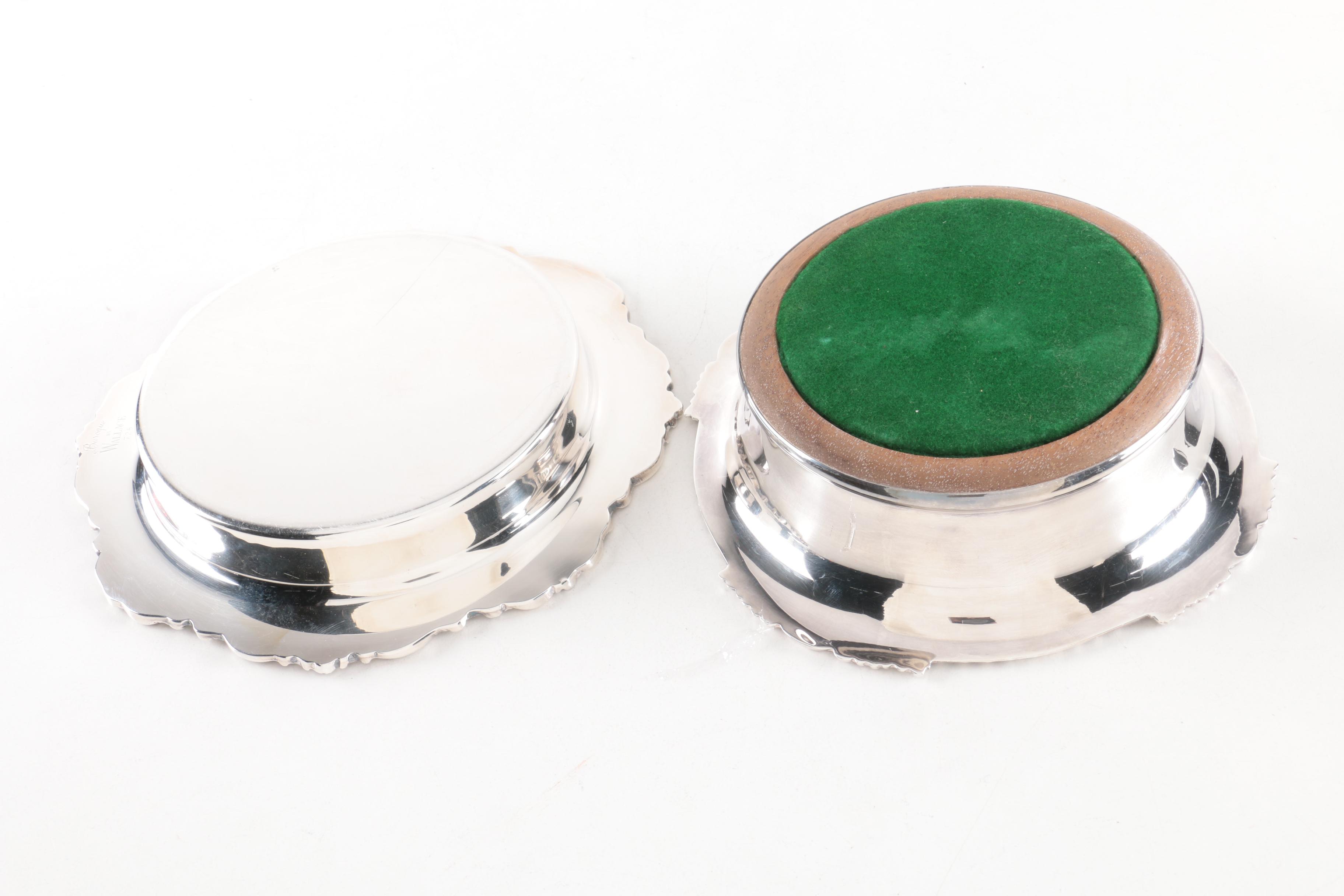 1993 C J Vander Ltd. Sterling Silver Coaster and Other Silver Plate Serveware