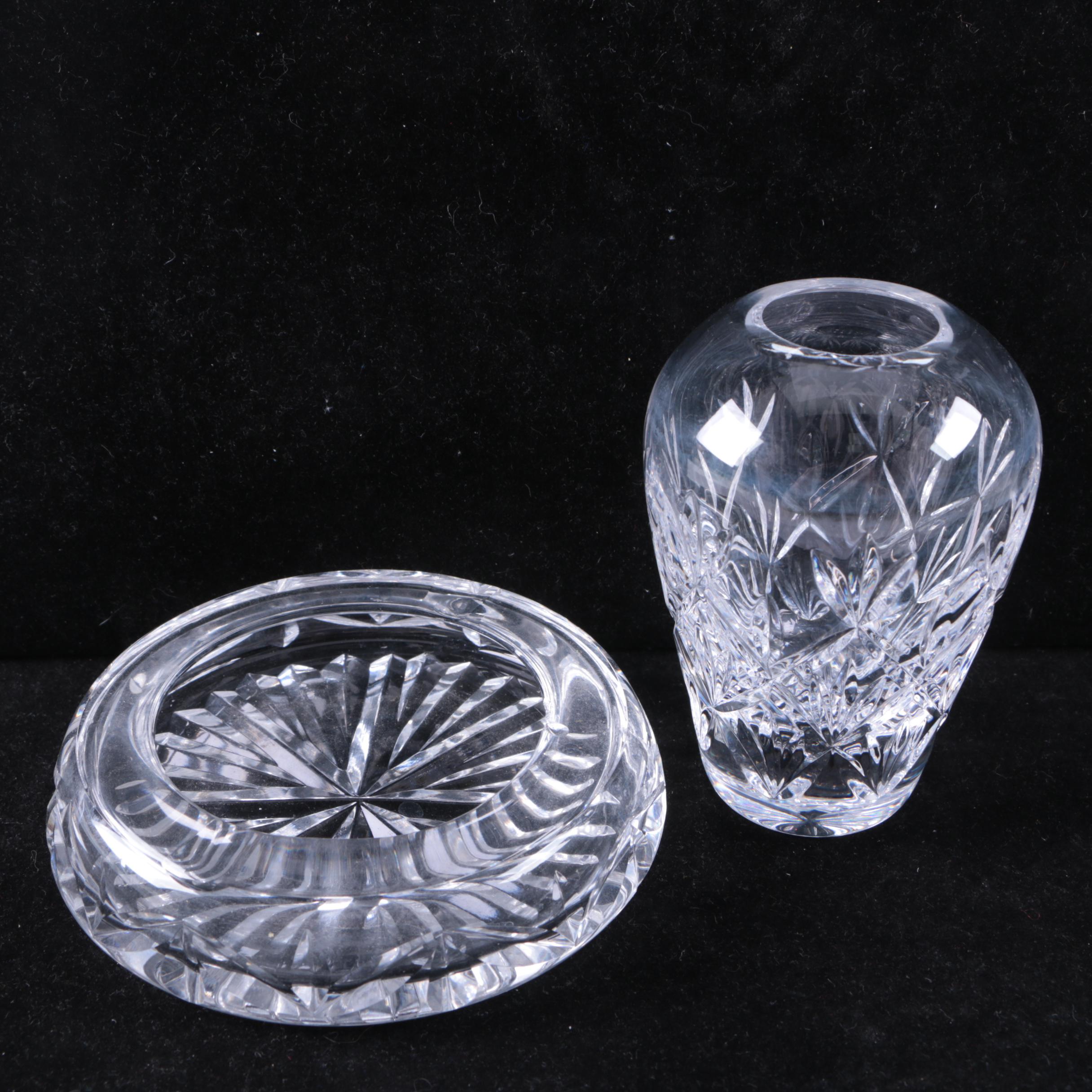 Tiffany & Co. Crystal Vase and Waterford Crystal Ash Receiver