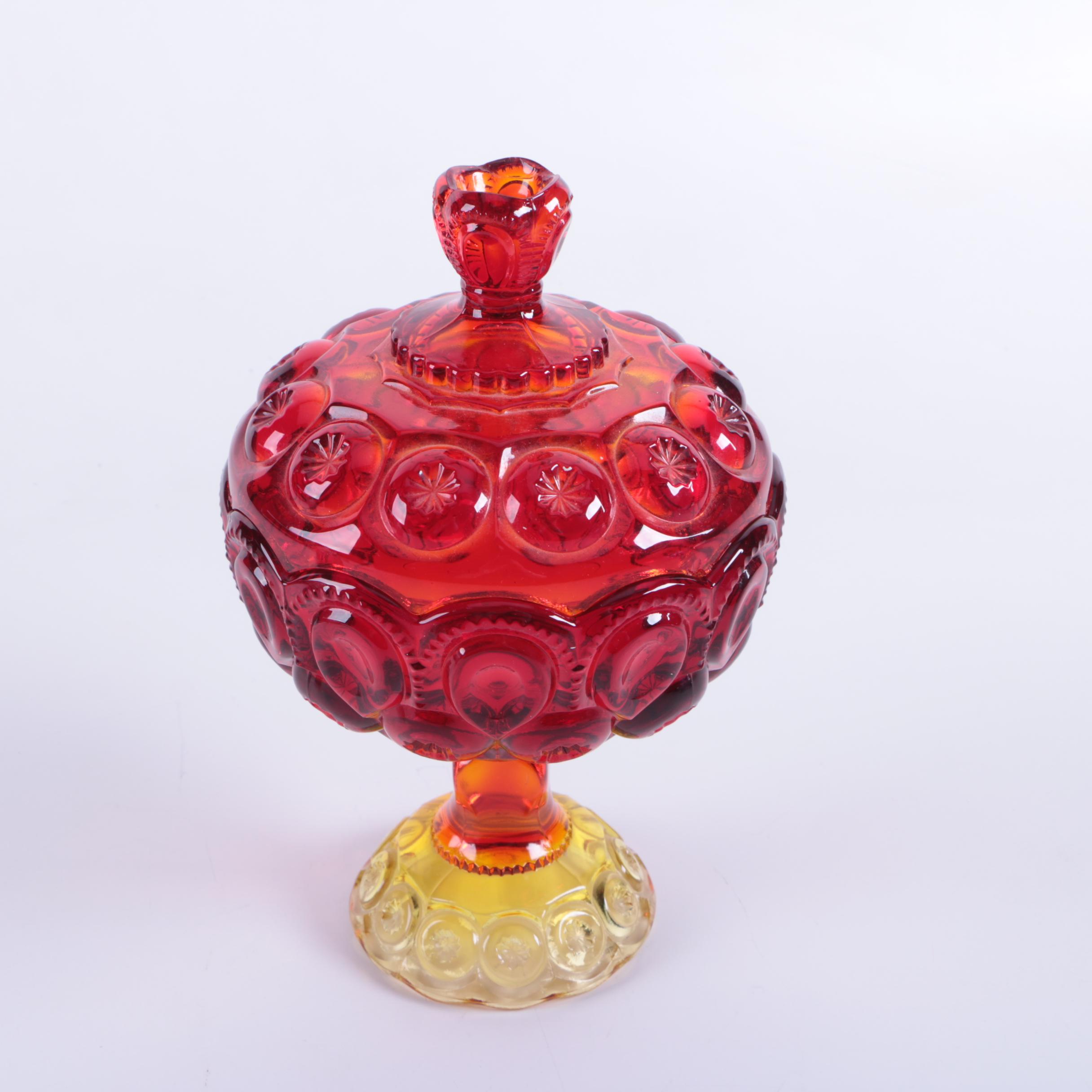 Smith Glass "Moon and Stars Amberina" Lidded Candy Dish and More