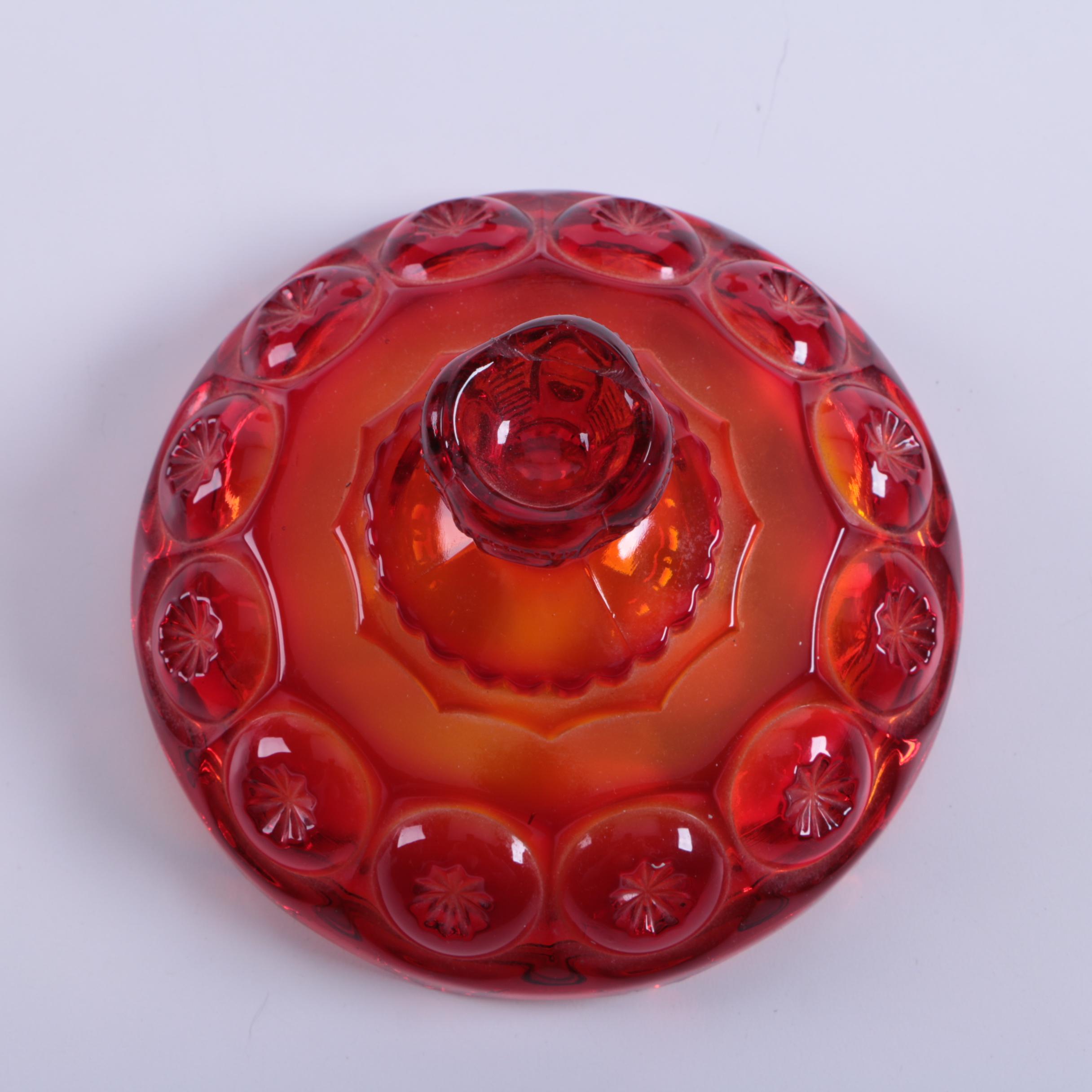 Smith Glass "Moon and Stars Amberina" Lidded Candy Dish and More