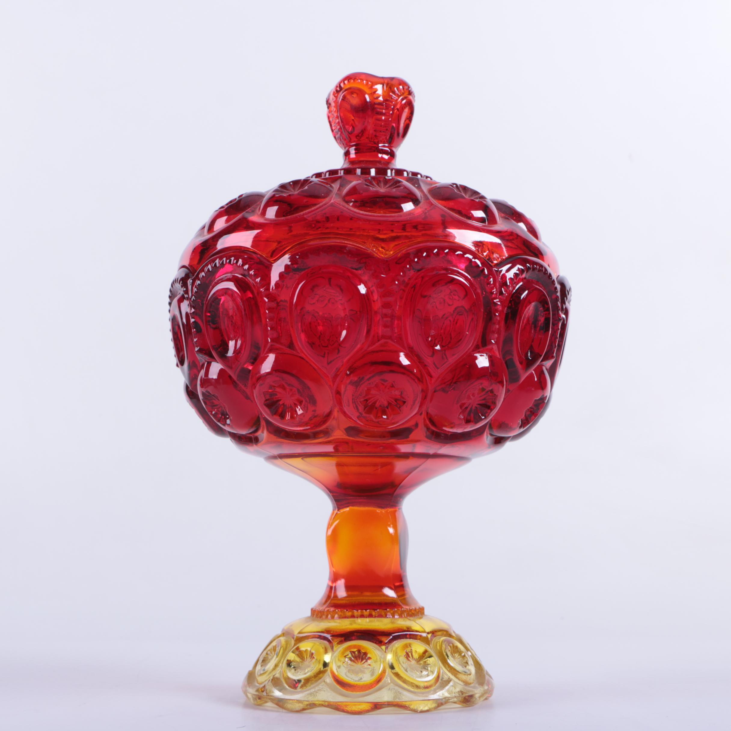 Smith Glass "Moon and Stars Amberina" Lidded Candy Dish and More