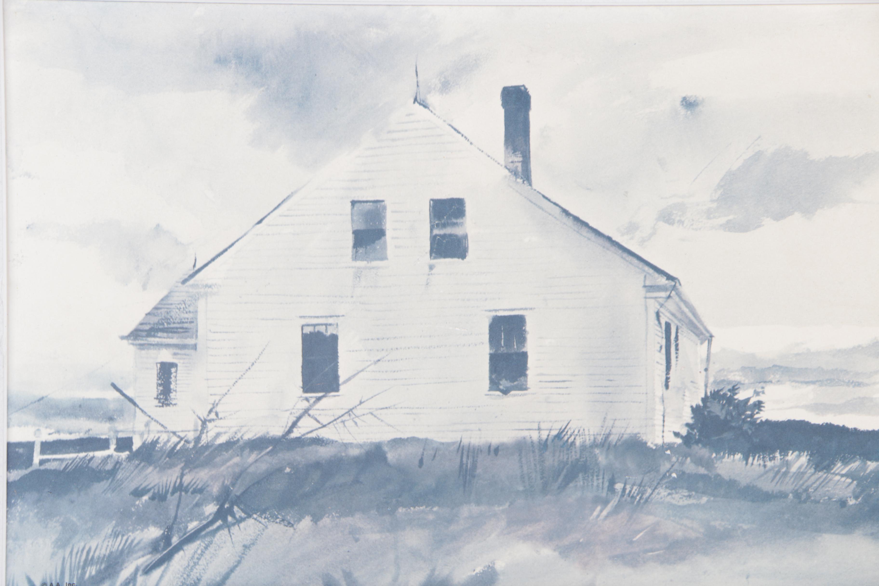 Offset Lithograph After Andrew Wyeth "Bradford House"
