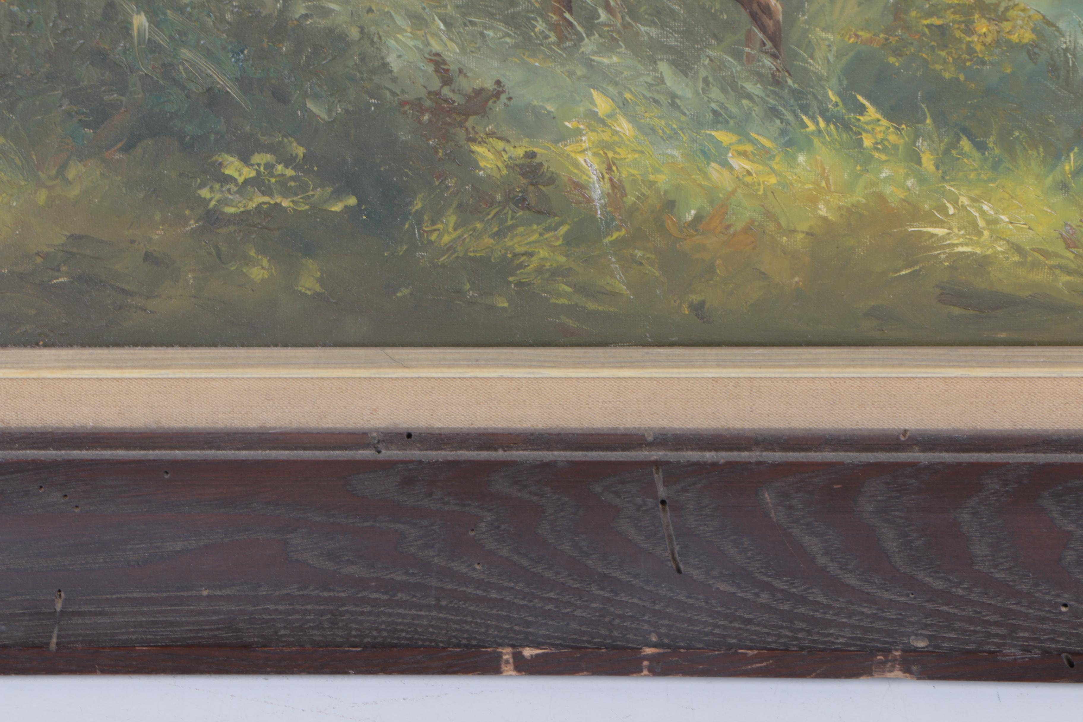 Elisabeth Paetz-Kalich Oil Painting of Elk in Lush Forest Landscape