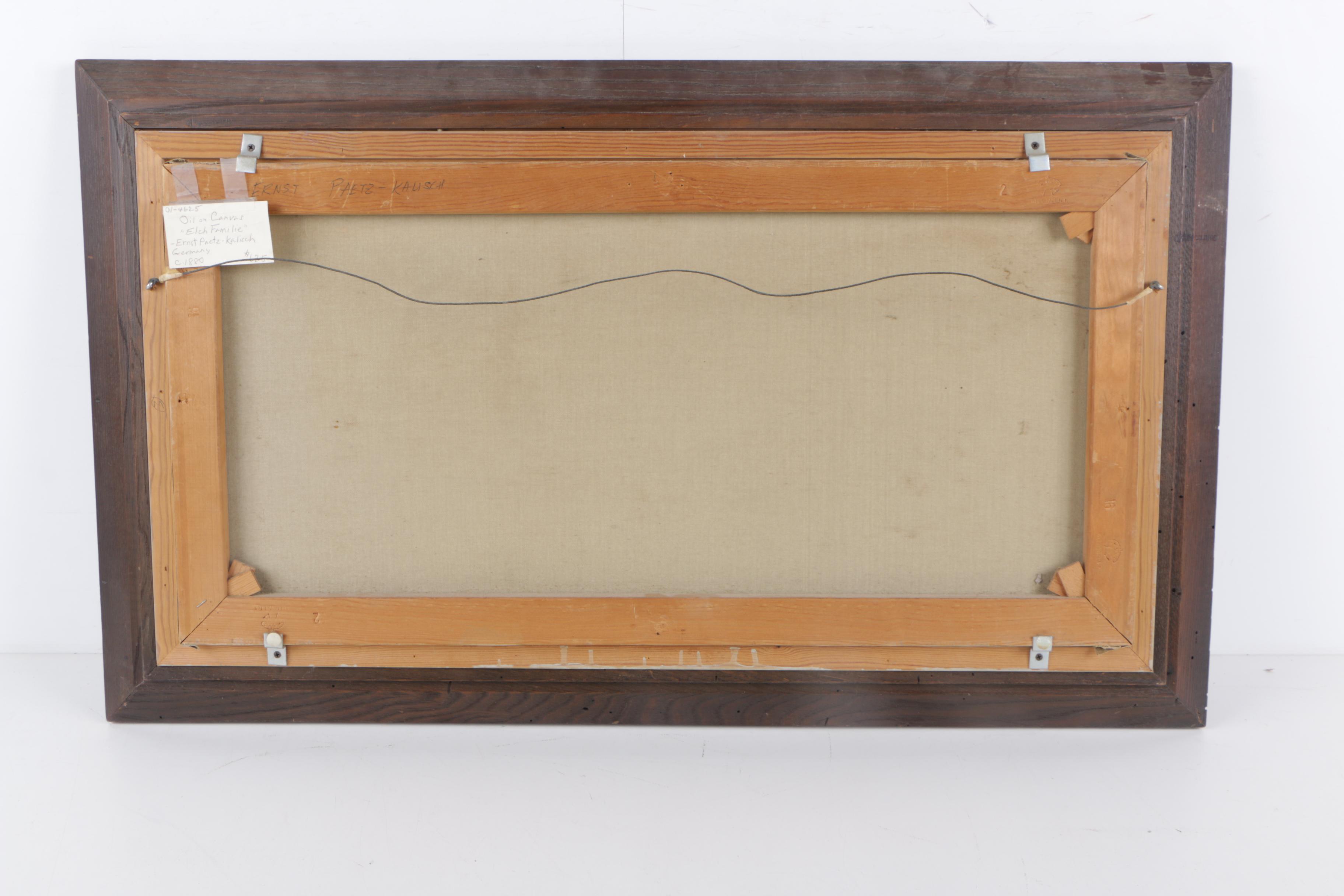 Elisabeth Paetz-Kalich Oil Painting of Elk in Lush Forest Landscape