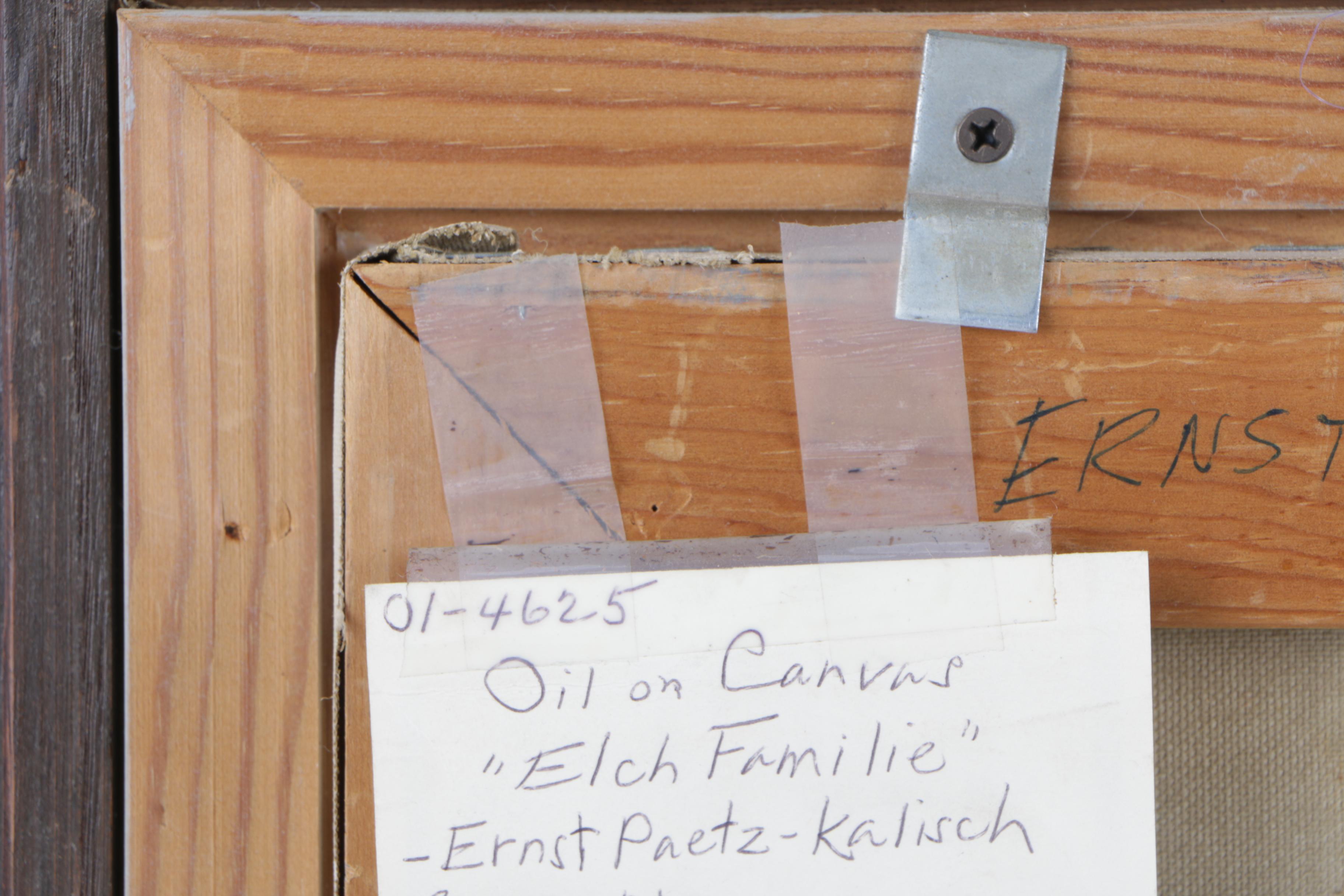 Elisabeth Paetz-Kalich Oil Painting of Elk in Lush Forest Landscape