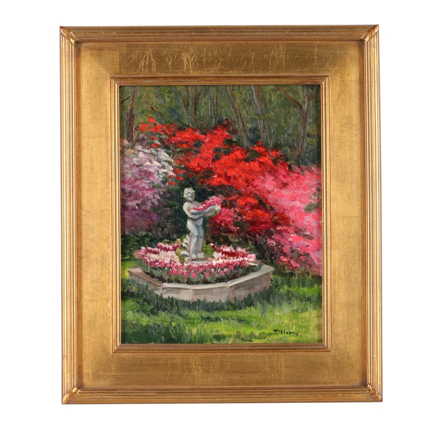 McElvany Oil Painting of a Garden Landscape