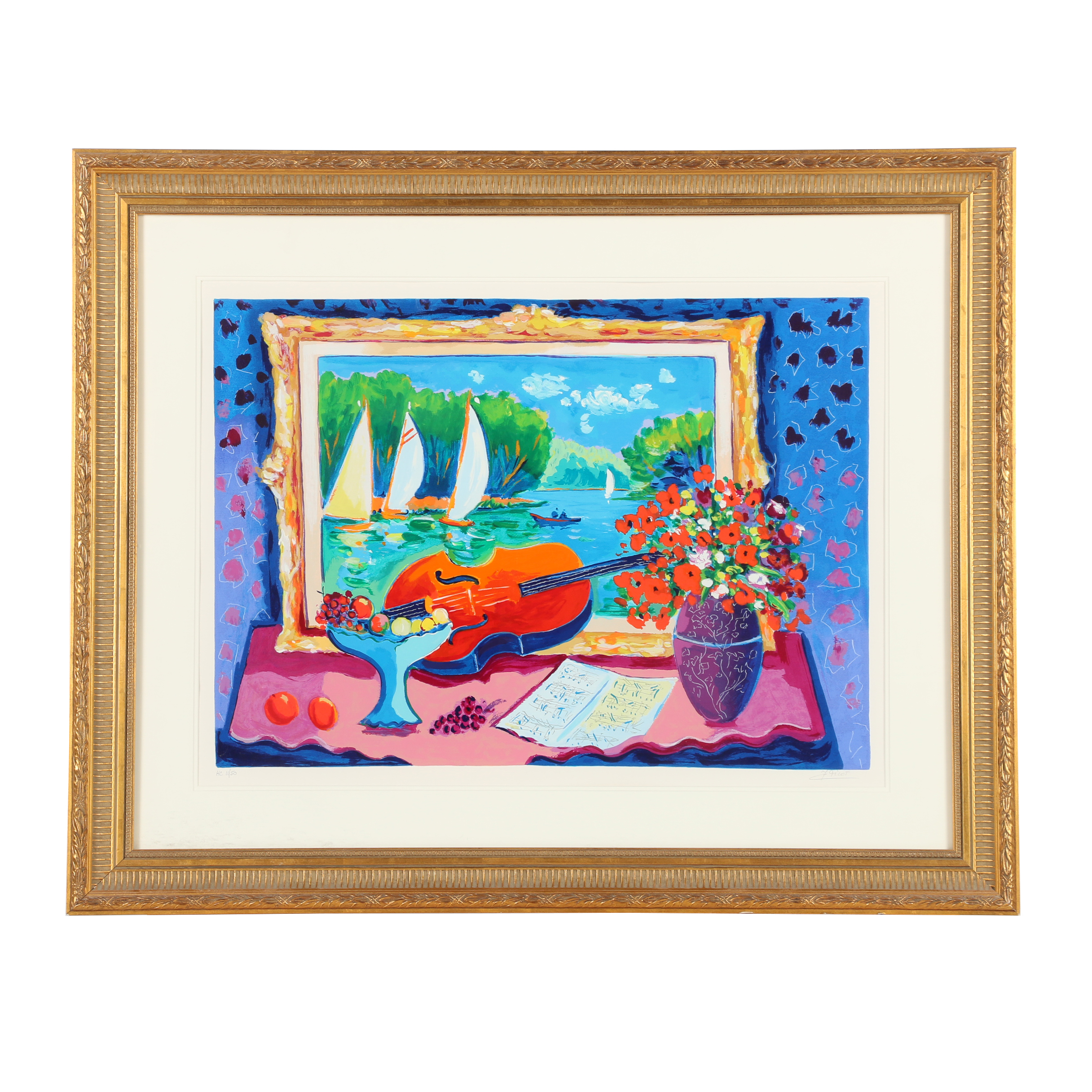 Jean Claude Picot Serigraph "Violon au Vase Japonaise"