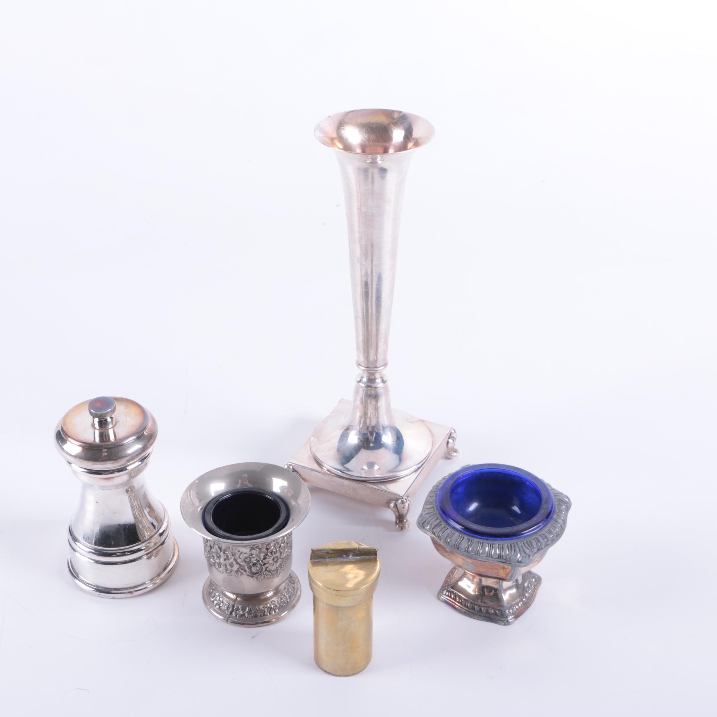 Crescent Silverware Mfg. Co. Silver Plate Trumpet Vase and Other Tableware