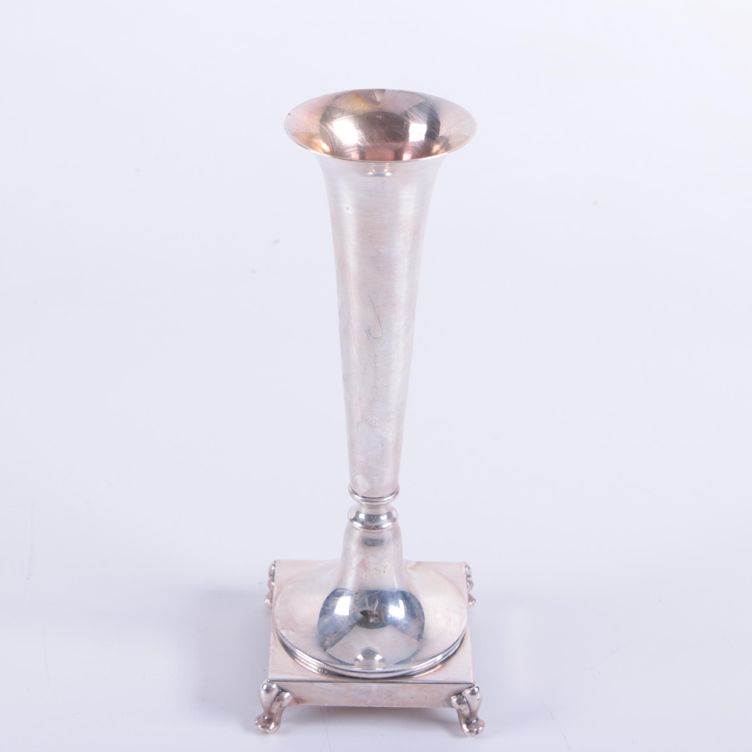 Crescent Silverware Mfg. Co. Silver Plate Trumpet Vase and Other Tableware
