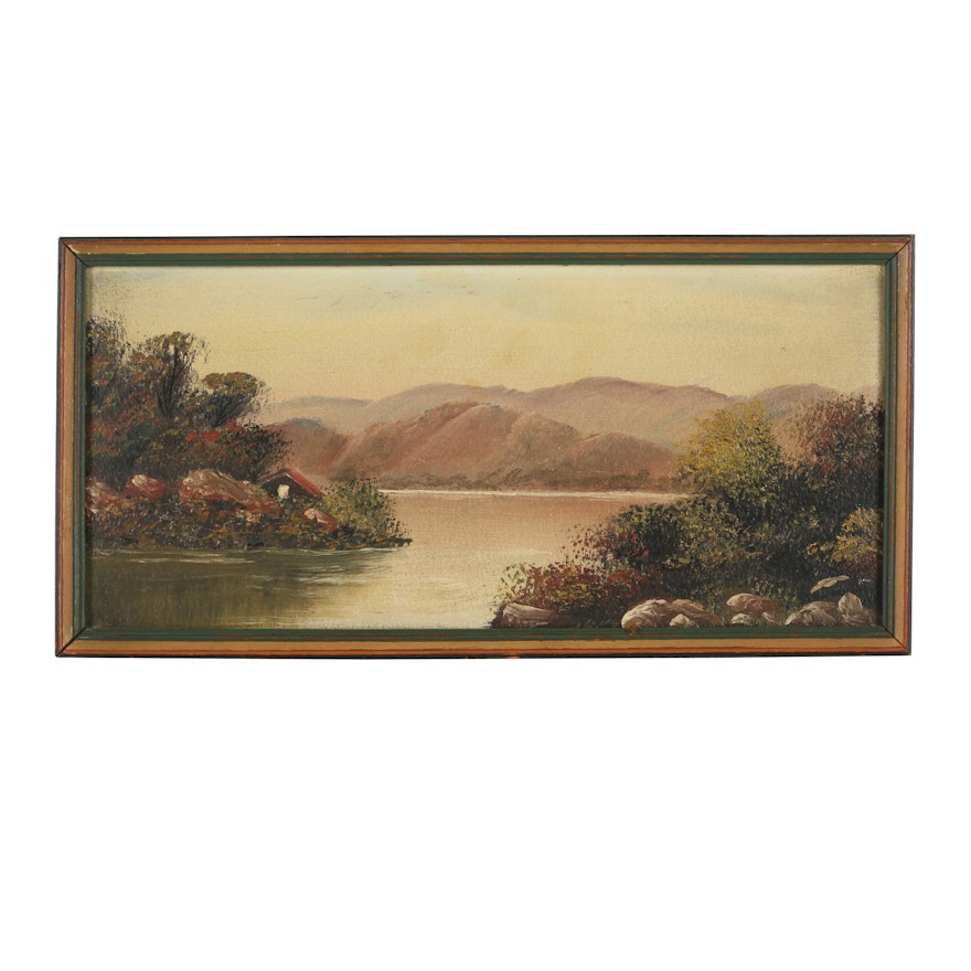 Oil Painting on Board of a Scenic River