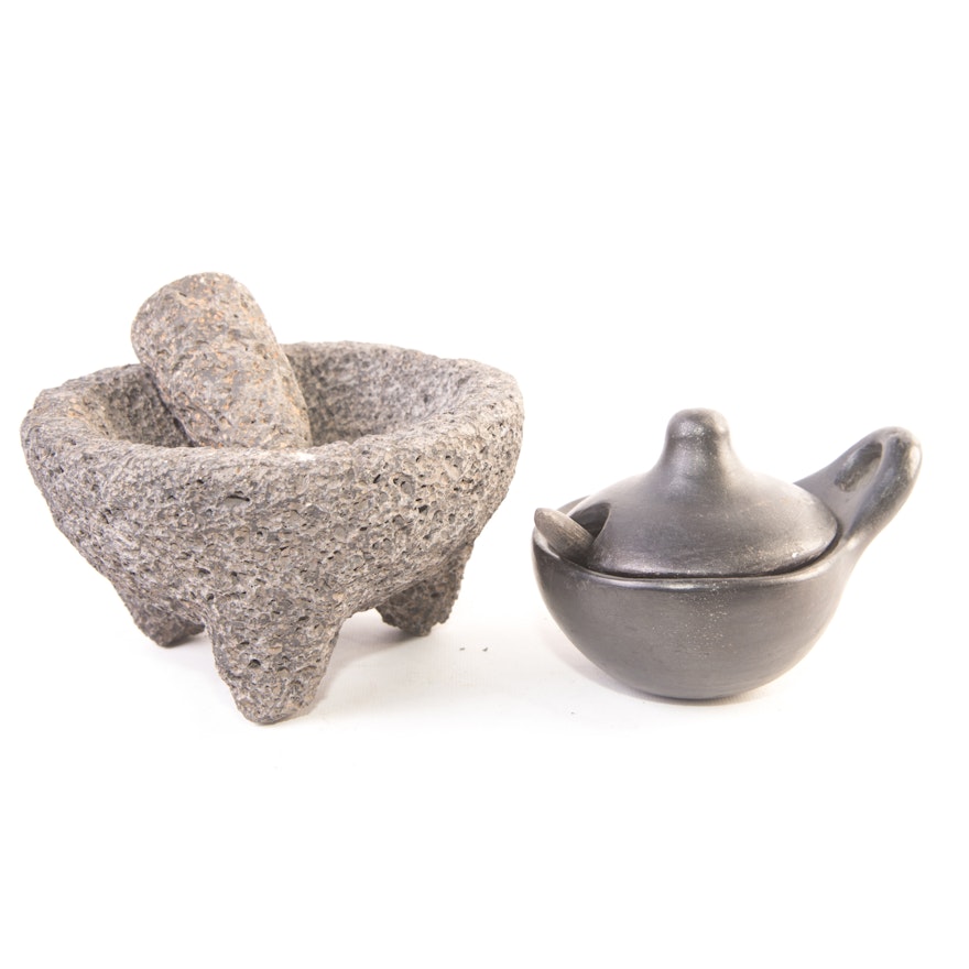 Mexican Molcajete and Covered Dish