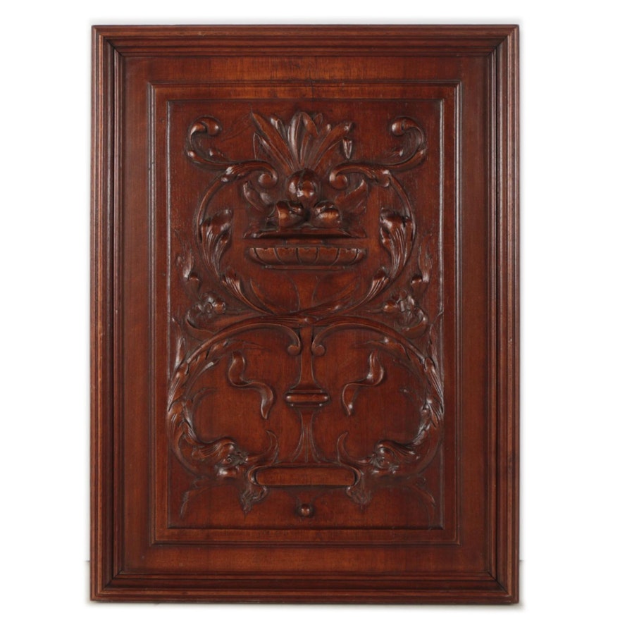 Antique Mahogany Carved Panel