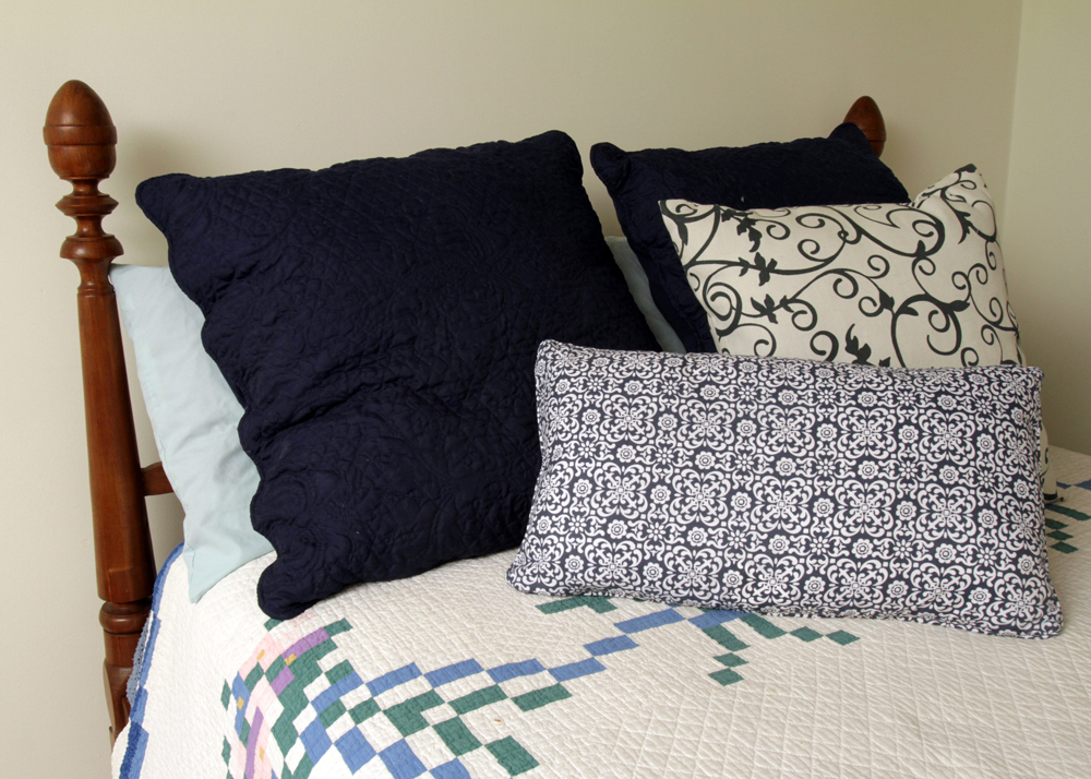 Antique Walnut Four Poster Rope Bed and Foot Stool