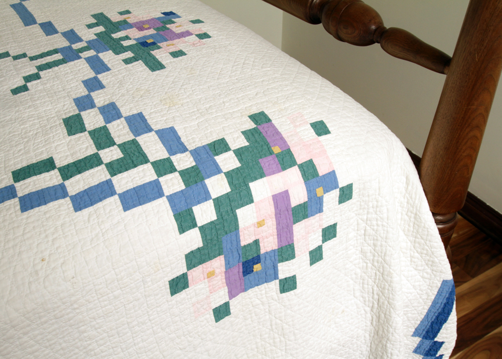 Antique Walnut Four Poster Rope Bed and Foot Stool