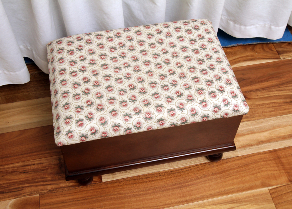 Antique Walnut Four Poster Rope Bed and Foot Stool