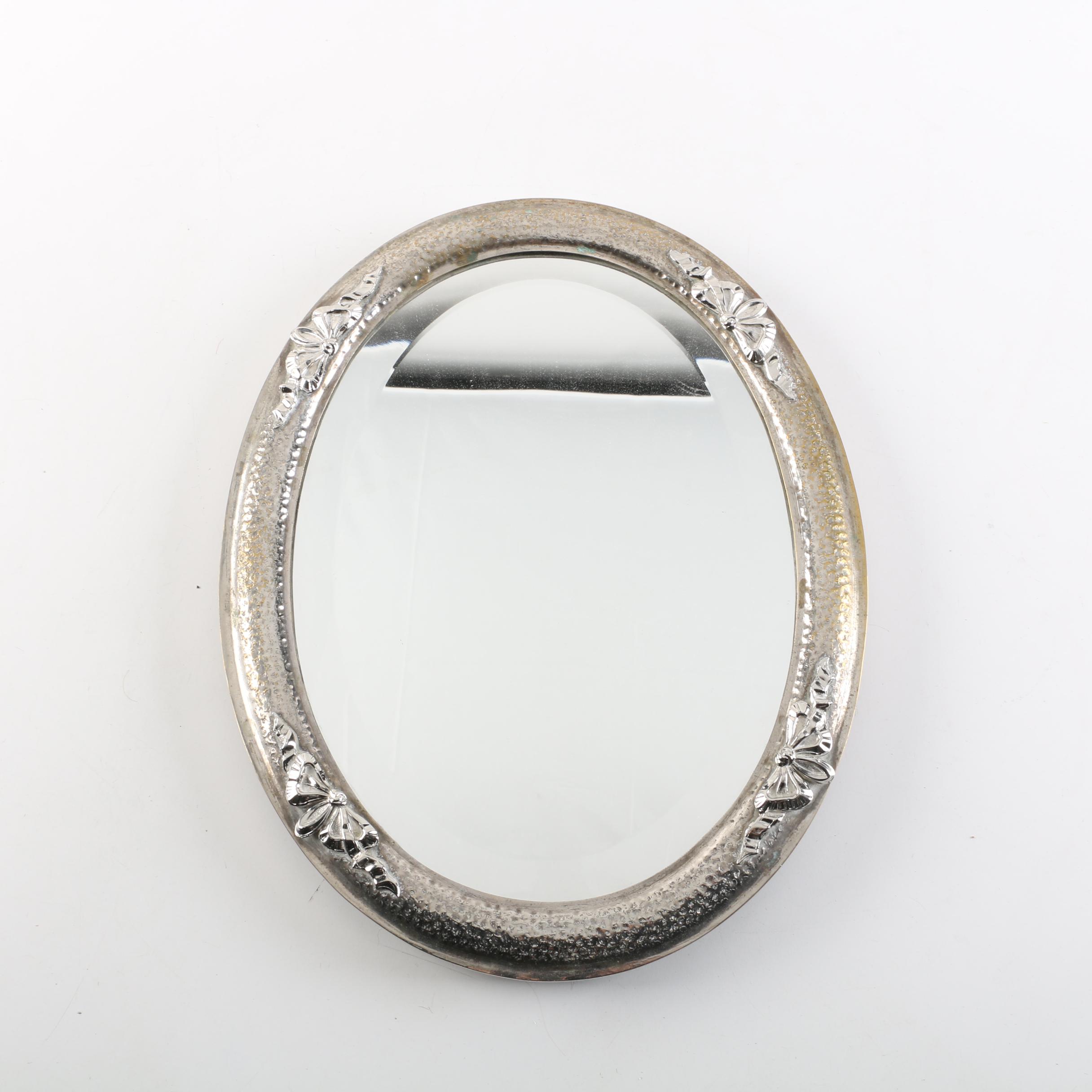Portuguese Silver Plate Mirrored Vanity Tray