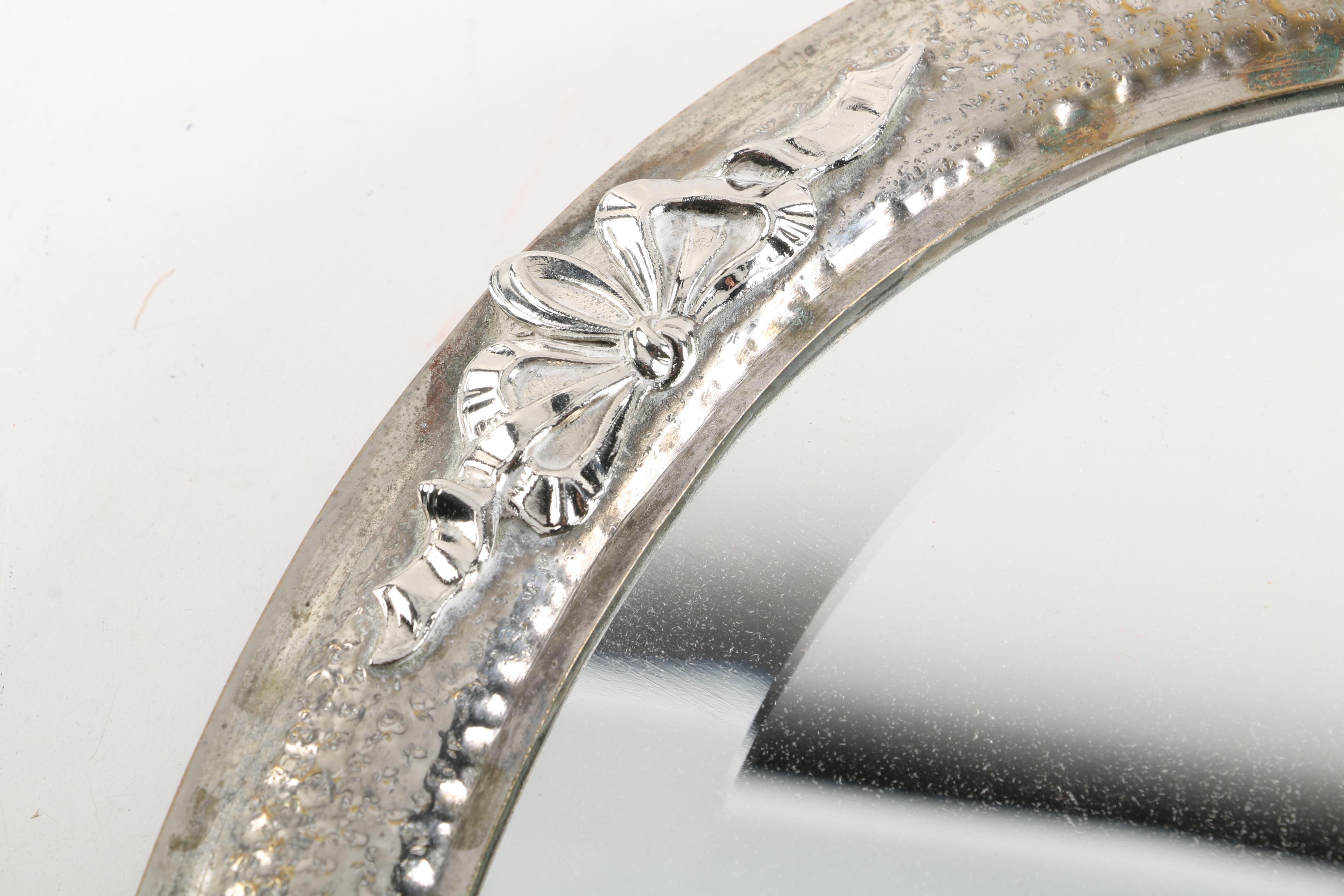 Portuguese Silver Plate Mirrored Vanity Tray