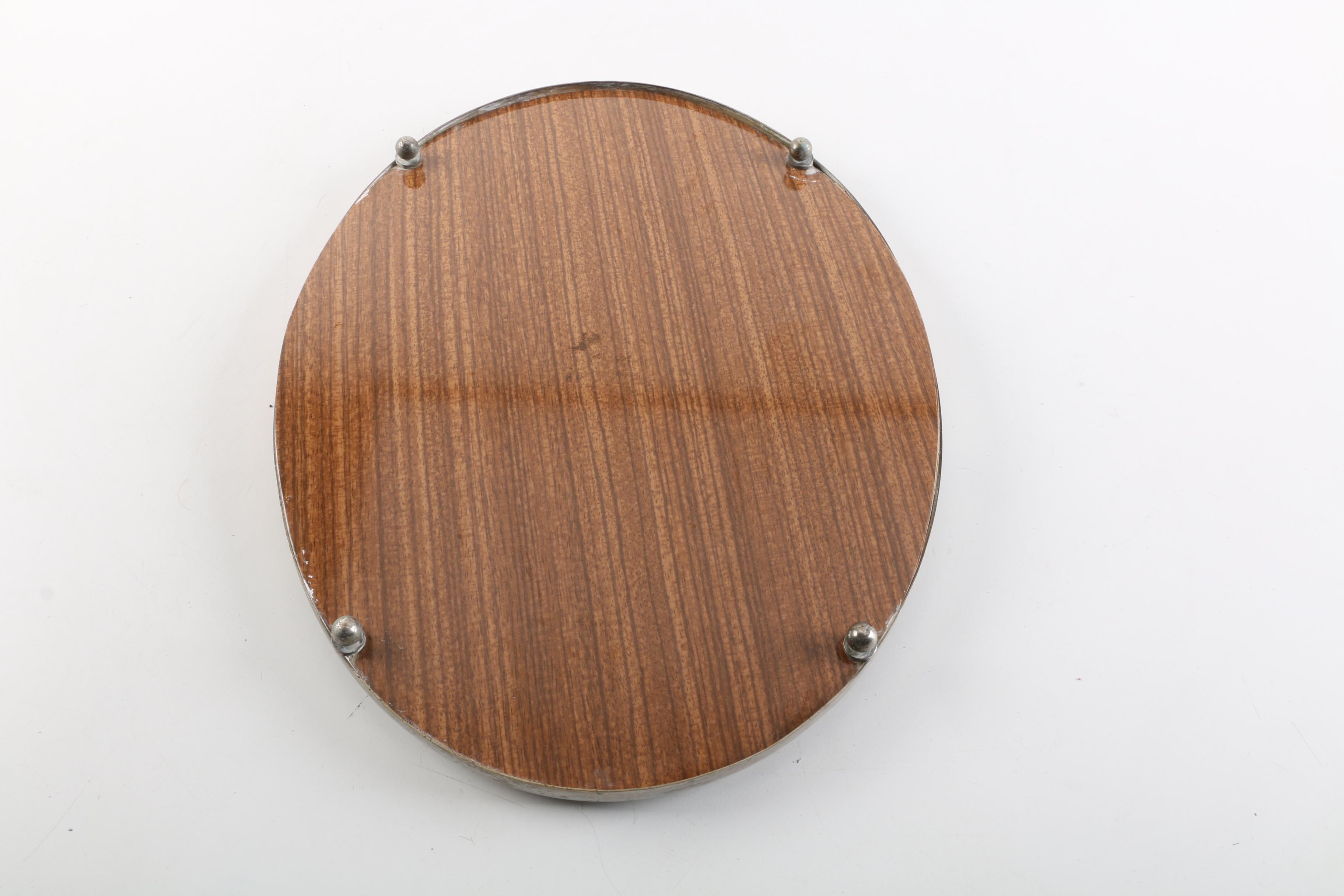 Portuguese Silver Plate Mirrored Vanity Tray