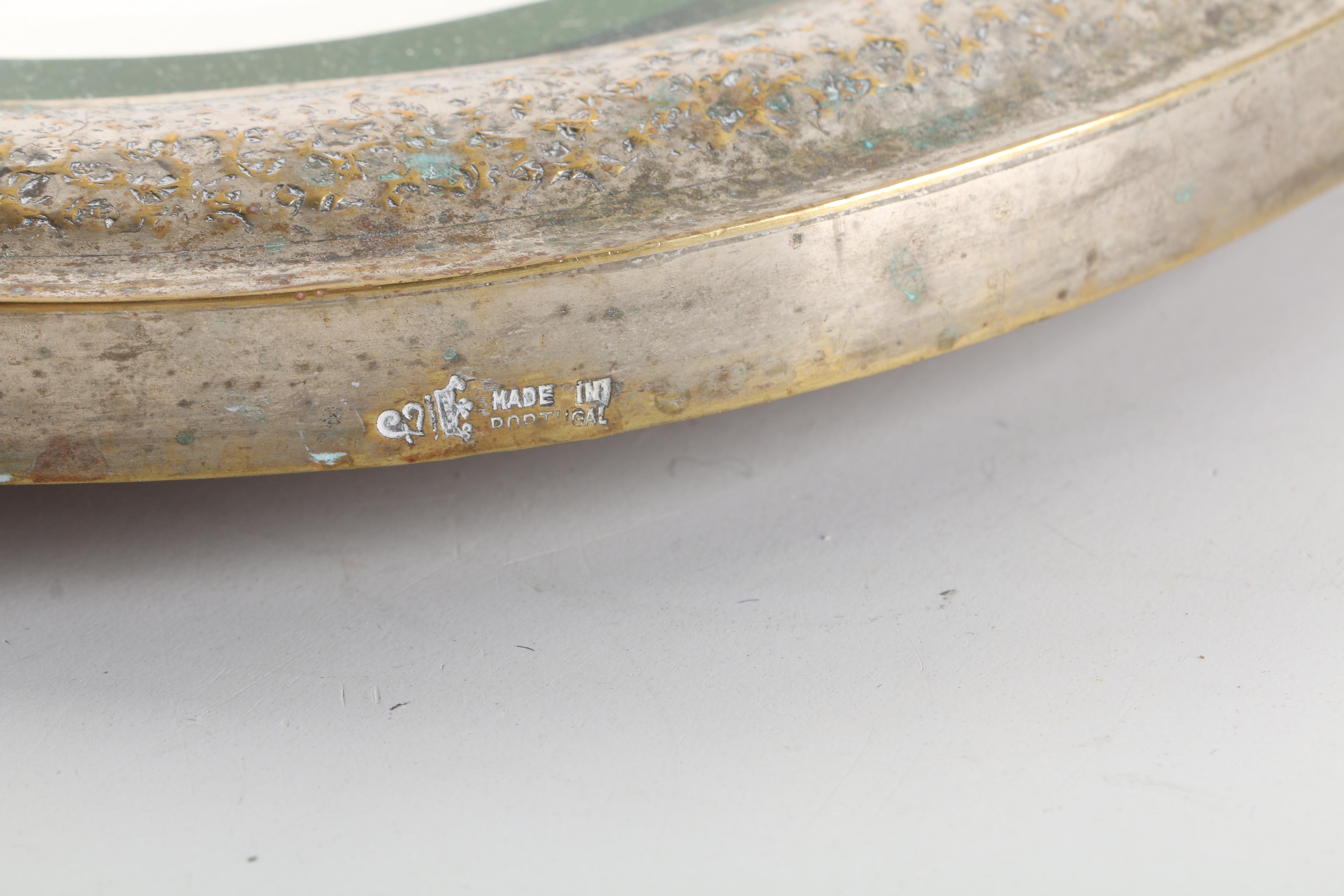 Portuguese Silver Plate Mirrored Vanity Tray