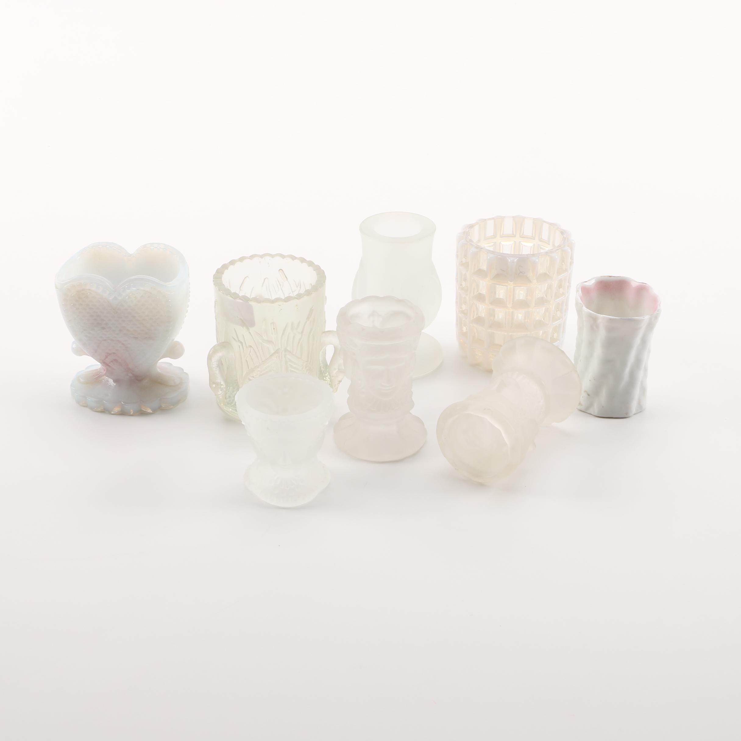 Vintage Opalescent EAPG and Degenhart Glass Toothpick Holders