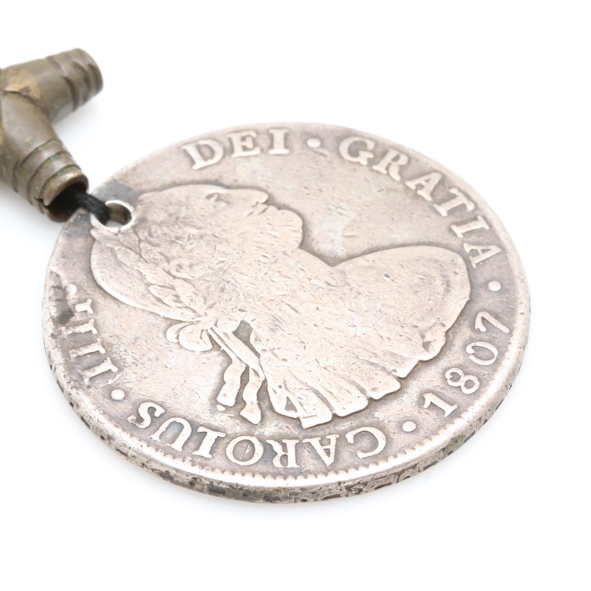 Moroccan Berber Style Necklace with Antique Silver Mexican and Ecuadorian Coins