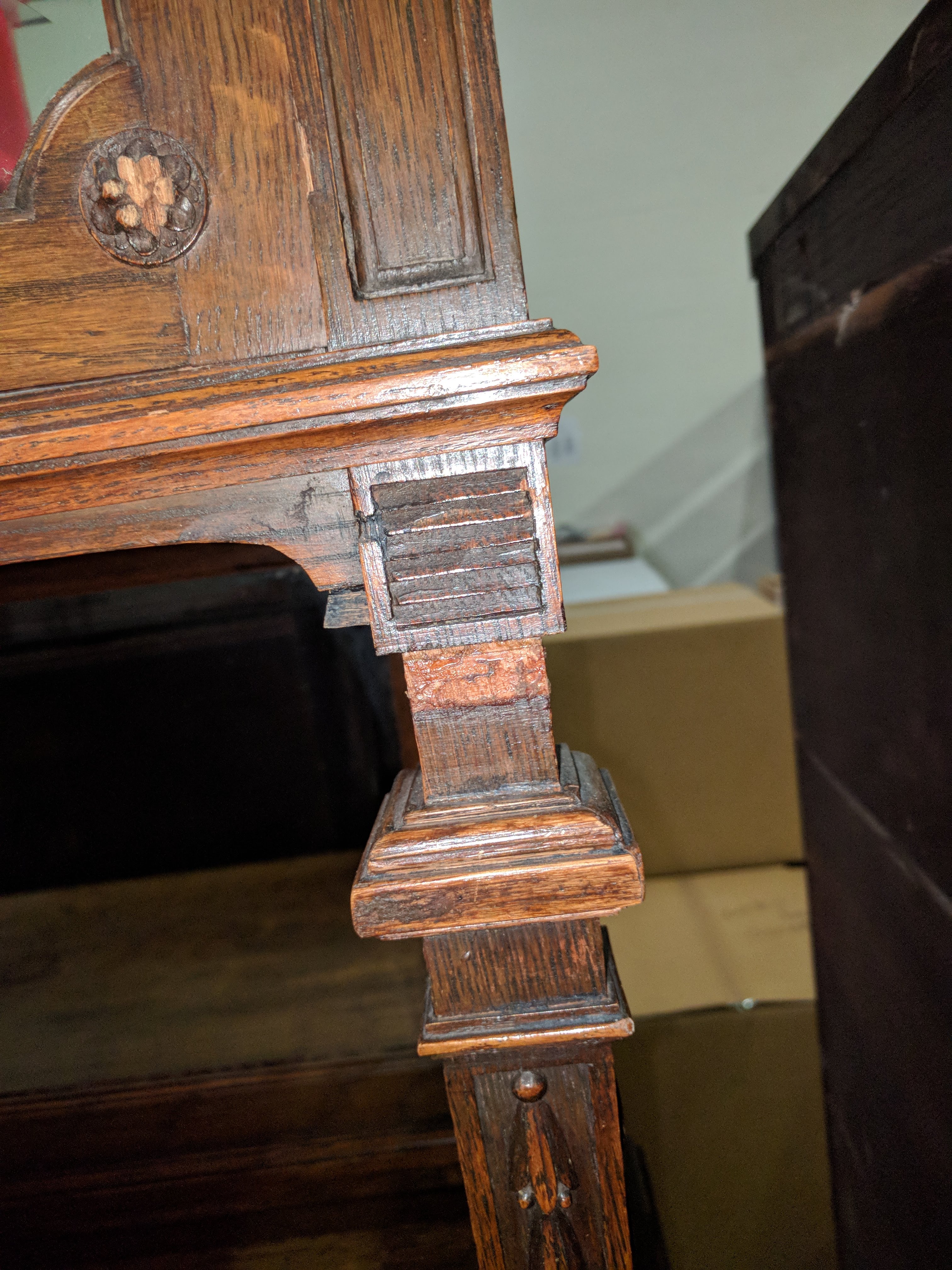 French Art Deco Carved Oak Buffet