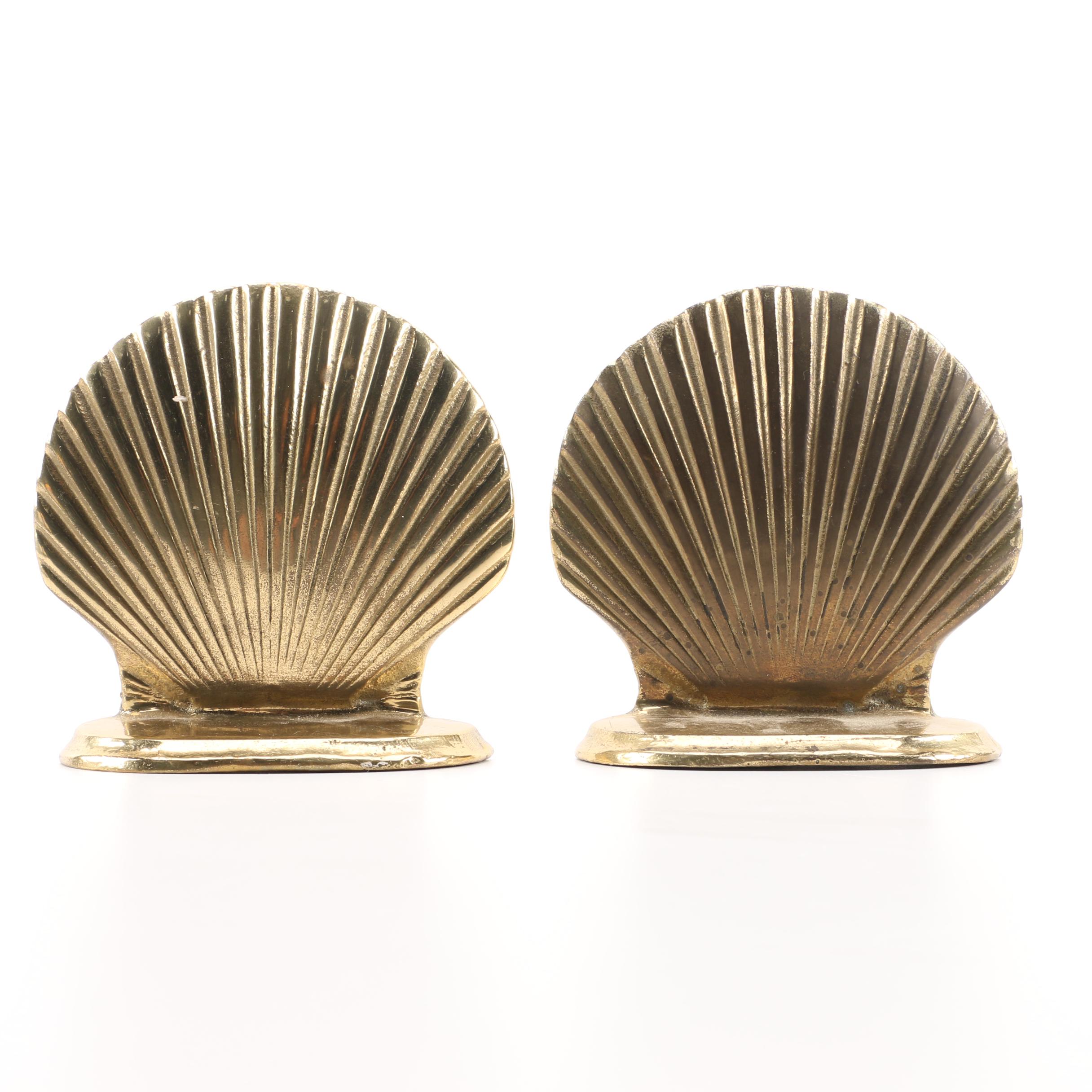 Brass Shell Bookends