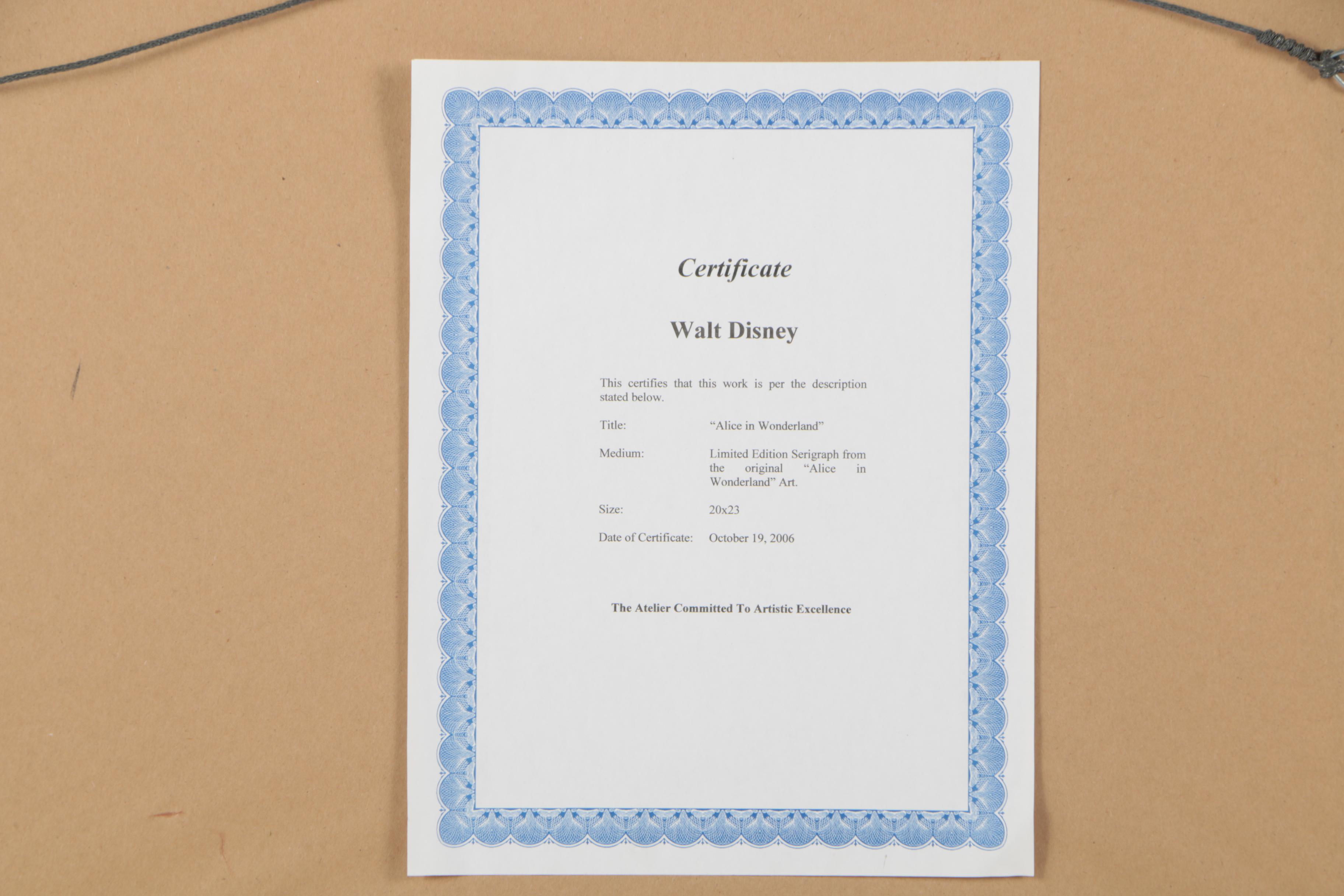 Walt Disney Sericel on Acetate "Alice in Wonderland"