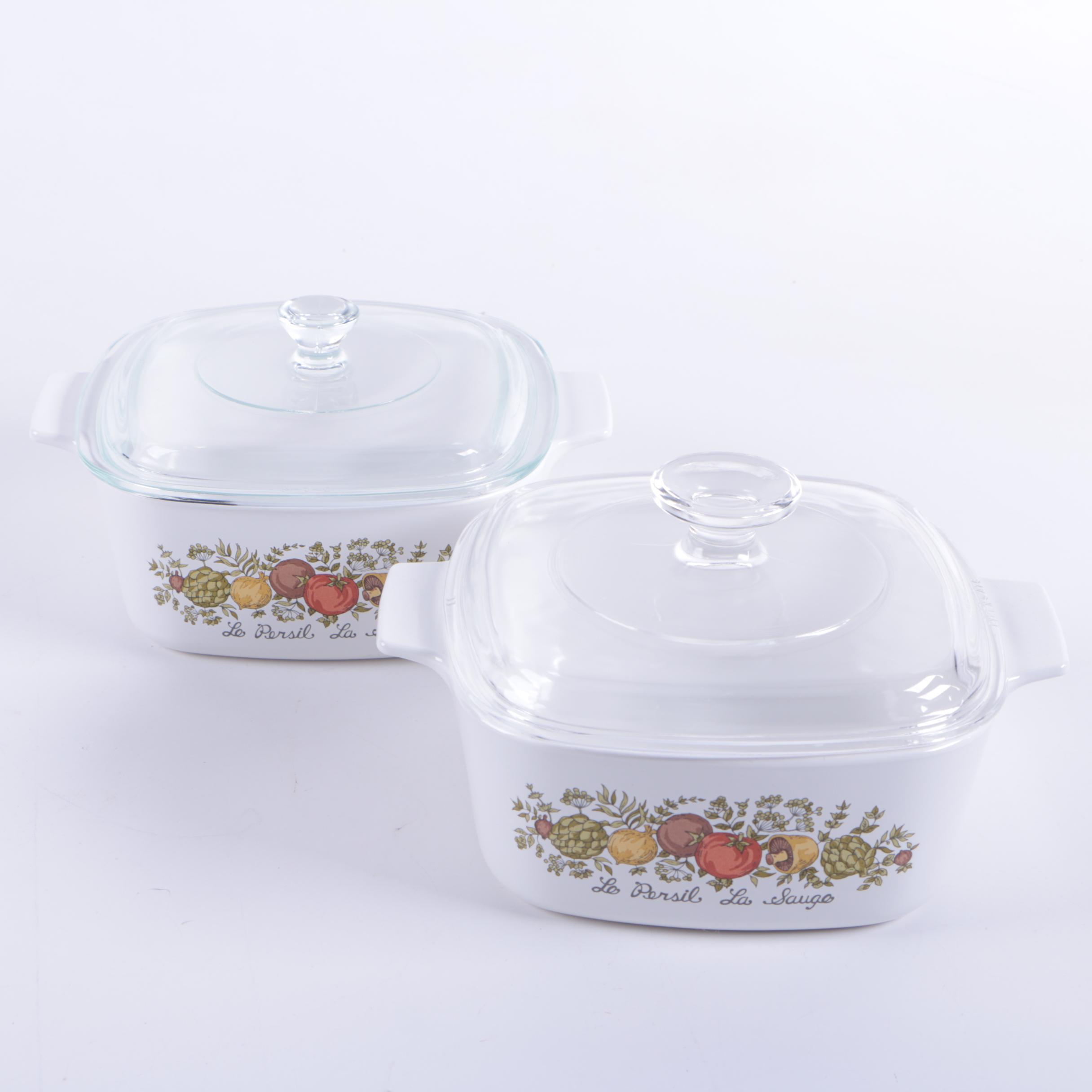 Vintage Corning Ware Baking Dishes Featuring "Spice O' Life"