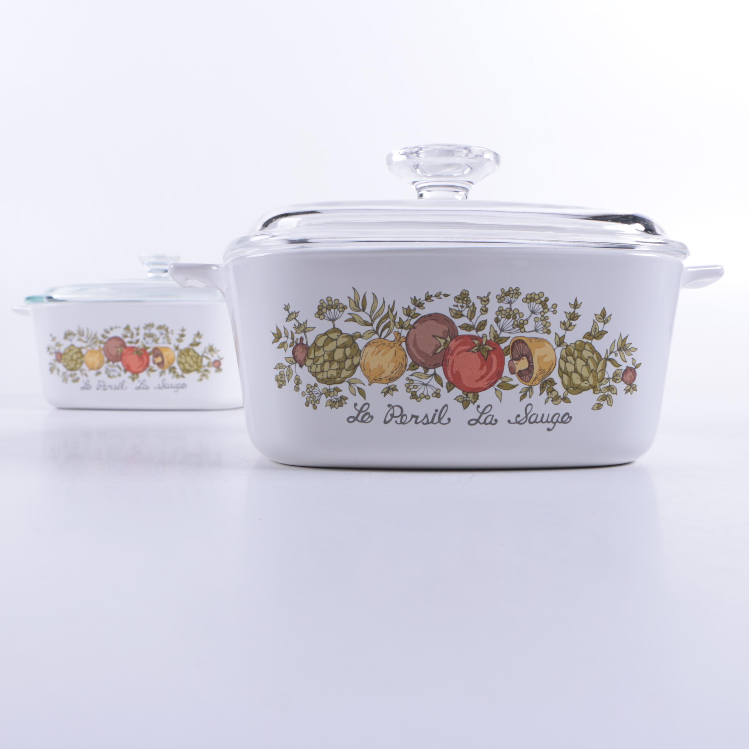 Vintage Corning Ware Baking Dishes Featuring "Spice O' Life"