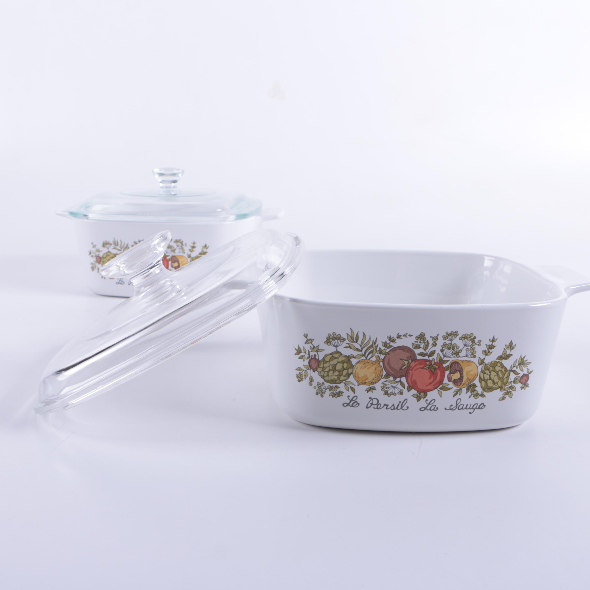 Vintage Corning Ware Baking Dishes Featuring "Spice O' Life"