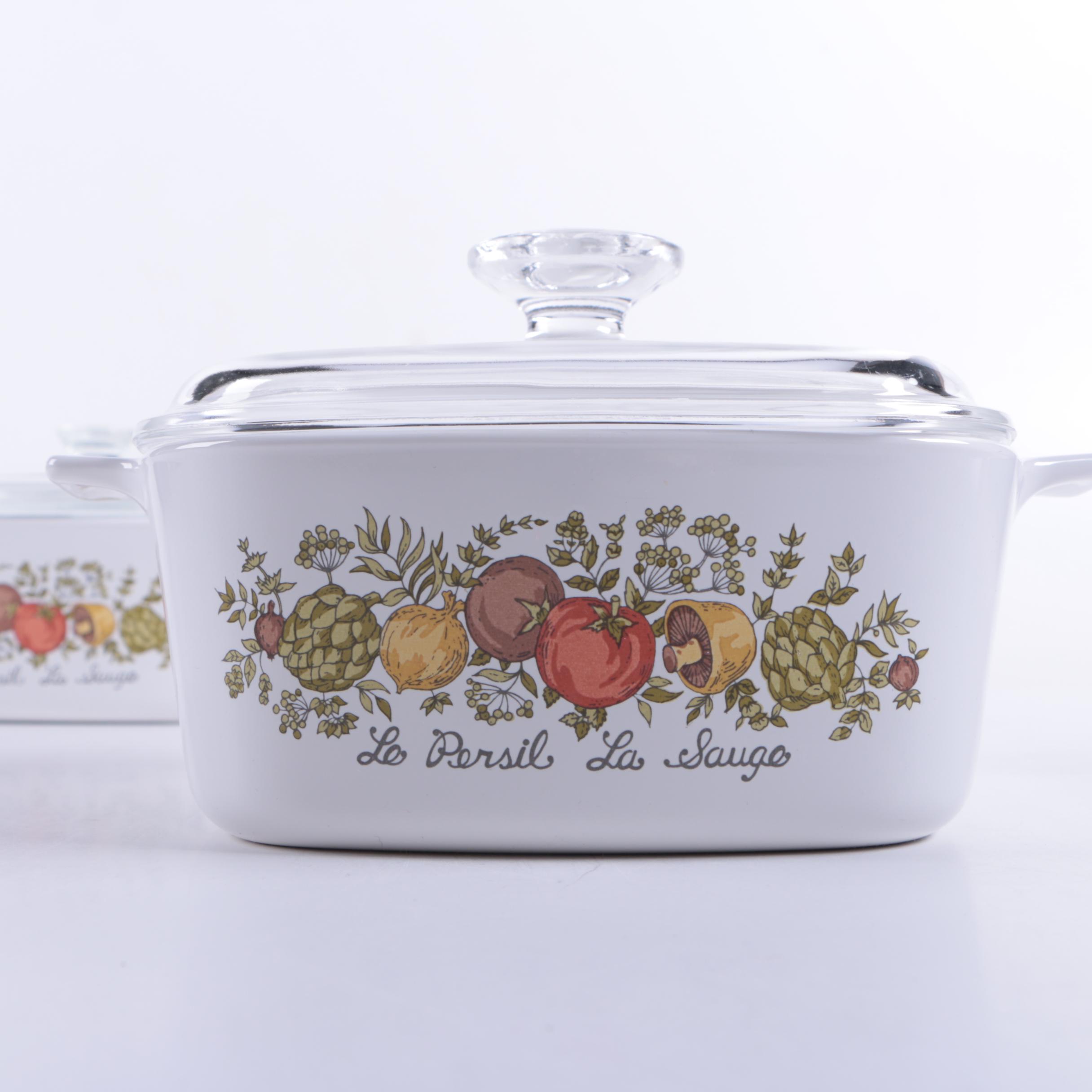 Vintage Corning Ware Baking Dishes Featuring "Spice O' Life"