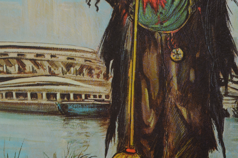 Offset Lithograph Print after Louis Spiegel of Clown on Riverbank