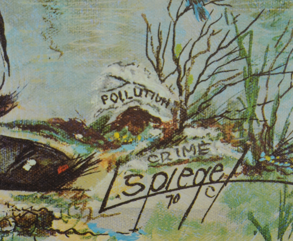 Offset Lithograph Print after Louis Spiegel of Clown on Riverbank