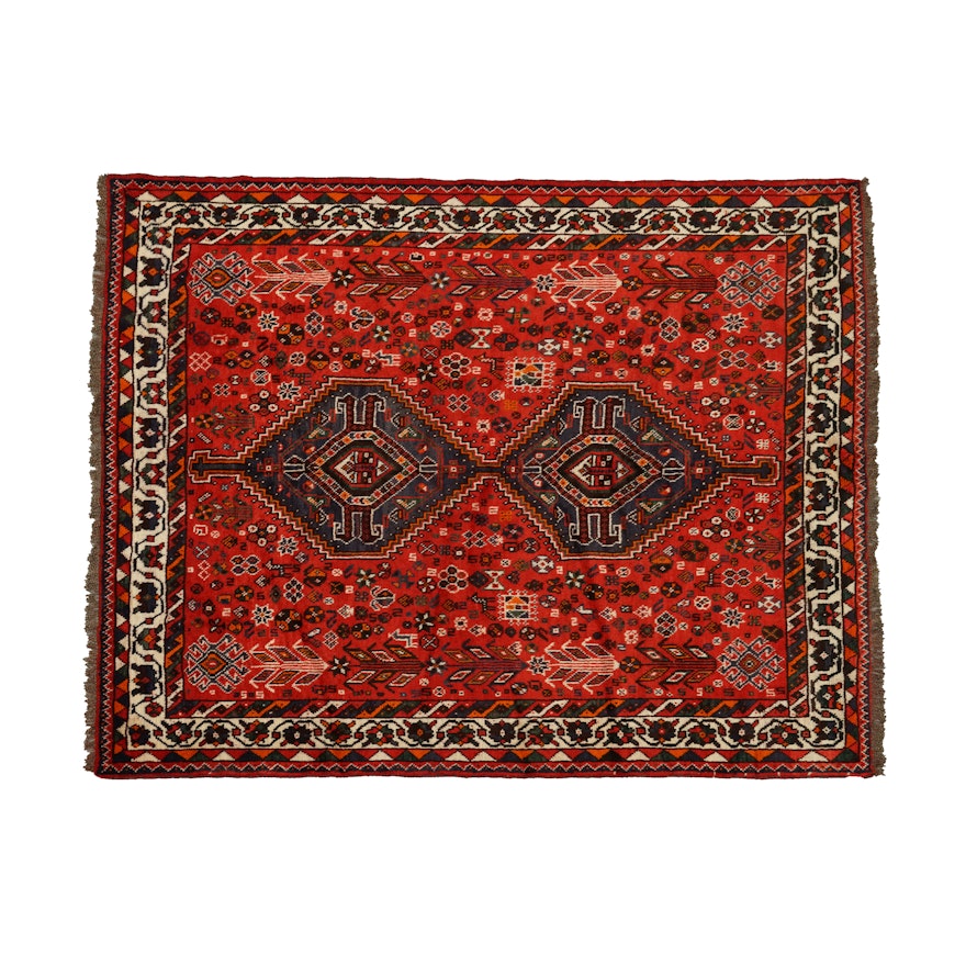 Hand-Knotted Persian Shiraz Wool Area Rug