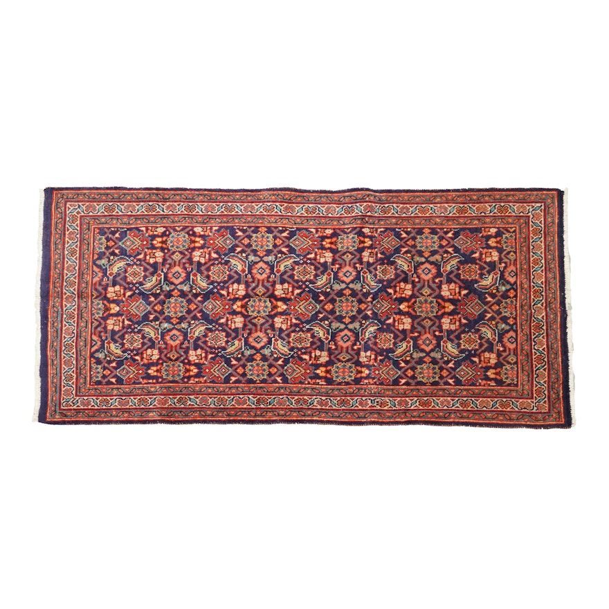 Hand-Knotted Persian Hamadan Wool Area Rug